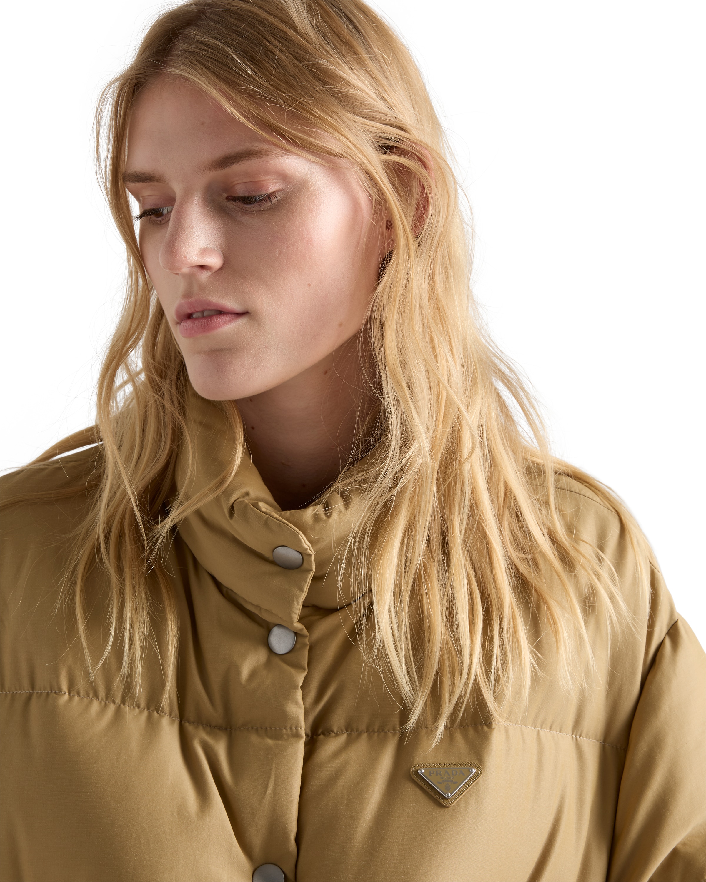 Prada Women's Medium Weight Technical Fabric Down Jacket In Brown