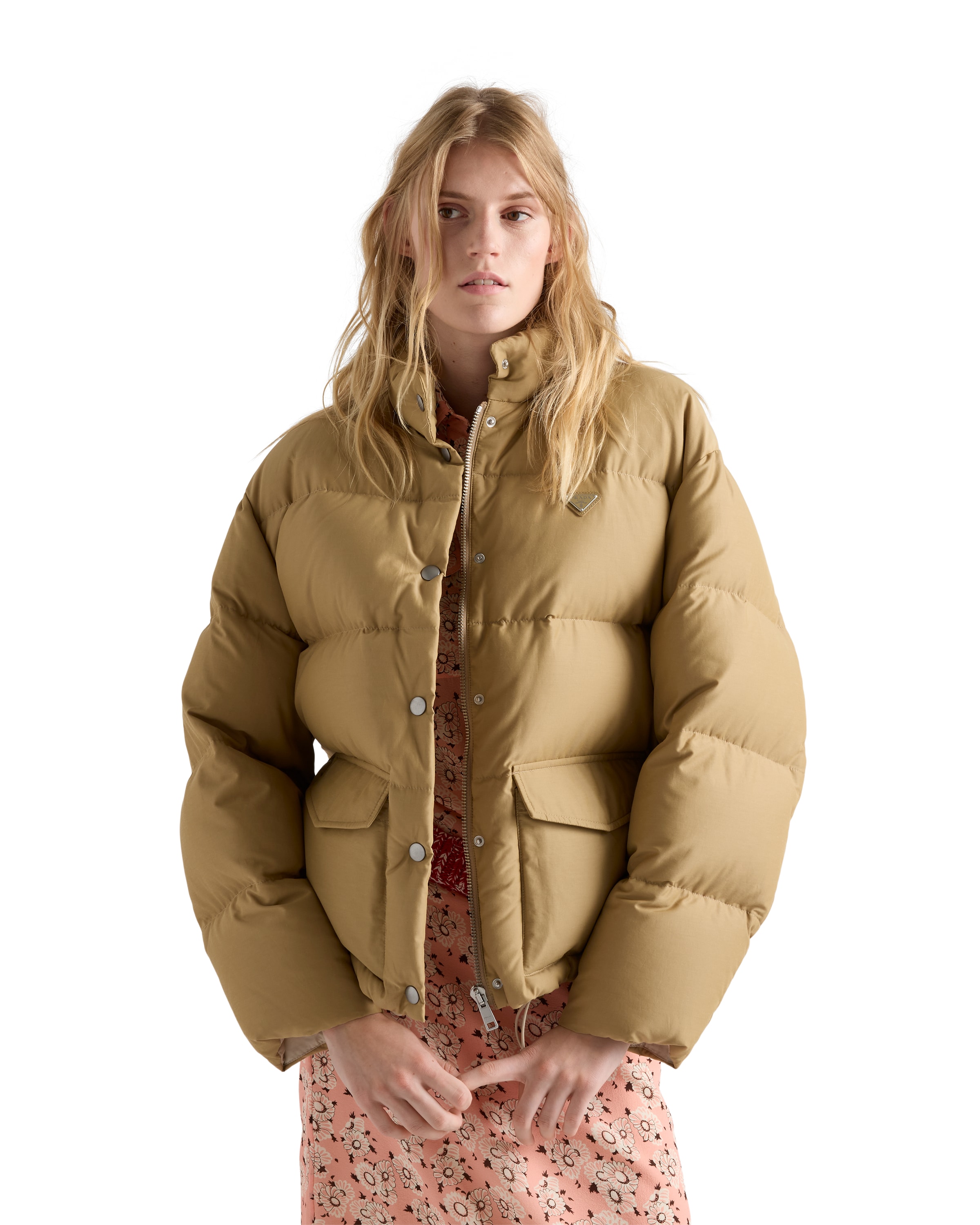 Prada Women's Medium Weight Technical Fabric Down Jacket In Brown