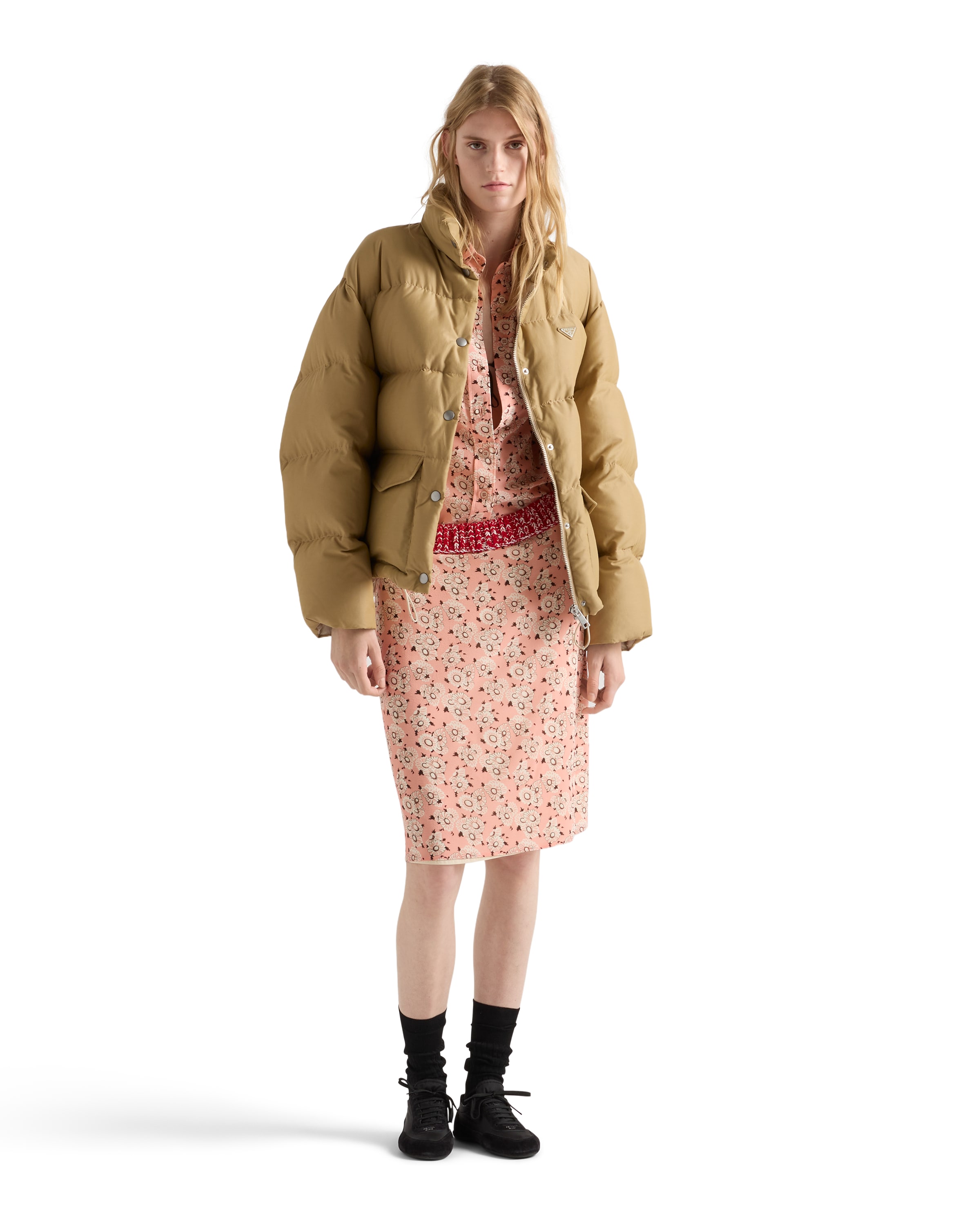 Prada Women's Medium Weight Technical Fabric Down Jacket In Brown