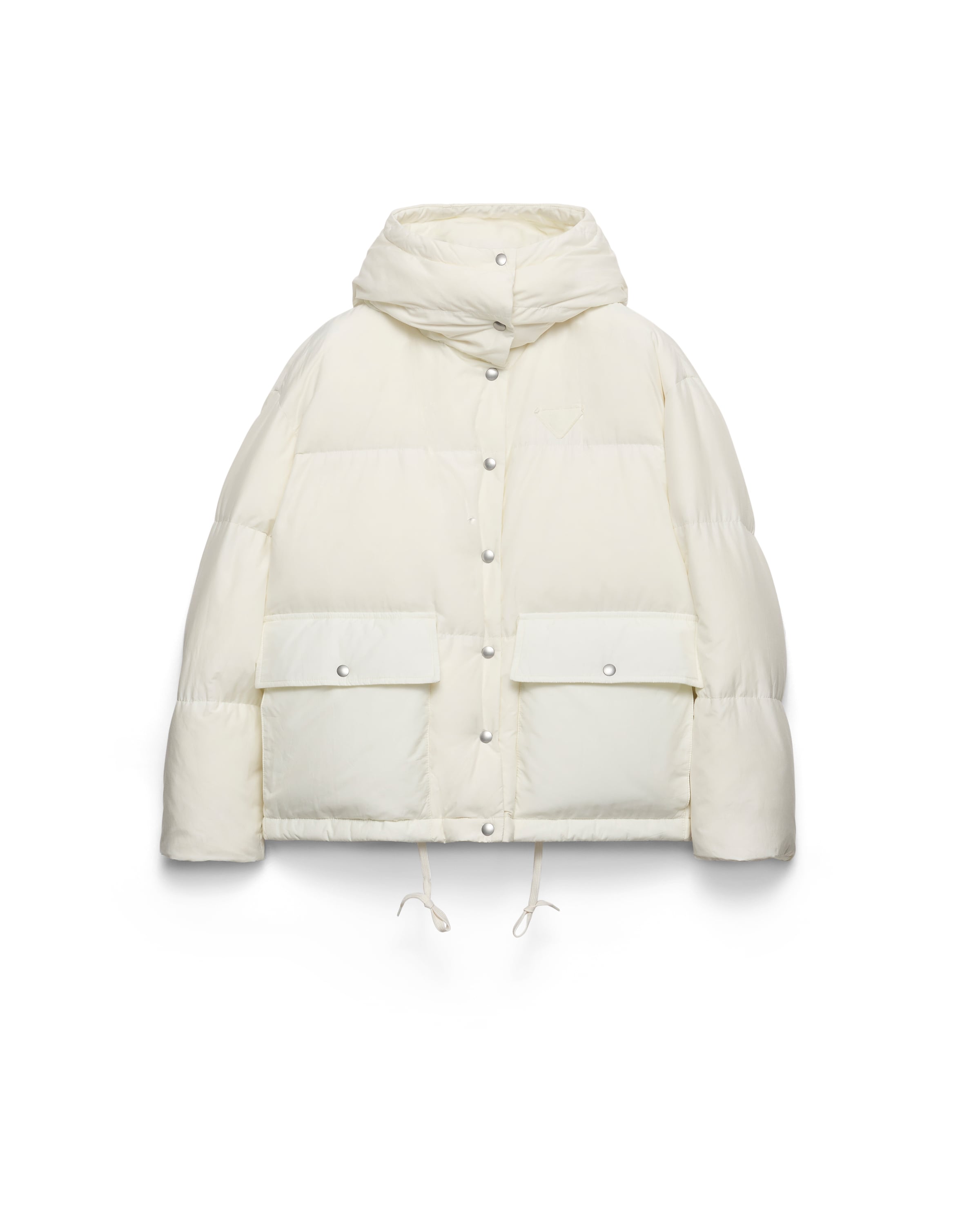 Prada Drawstring Hooded Down Jacket In White