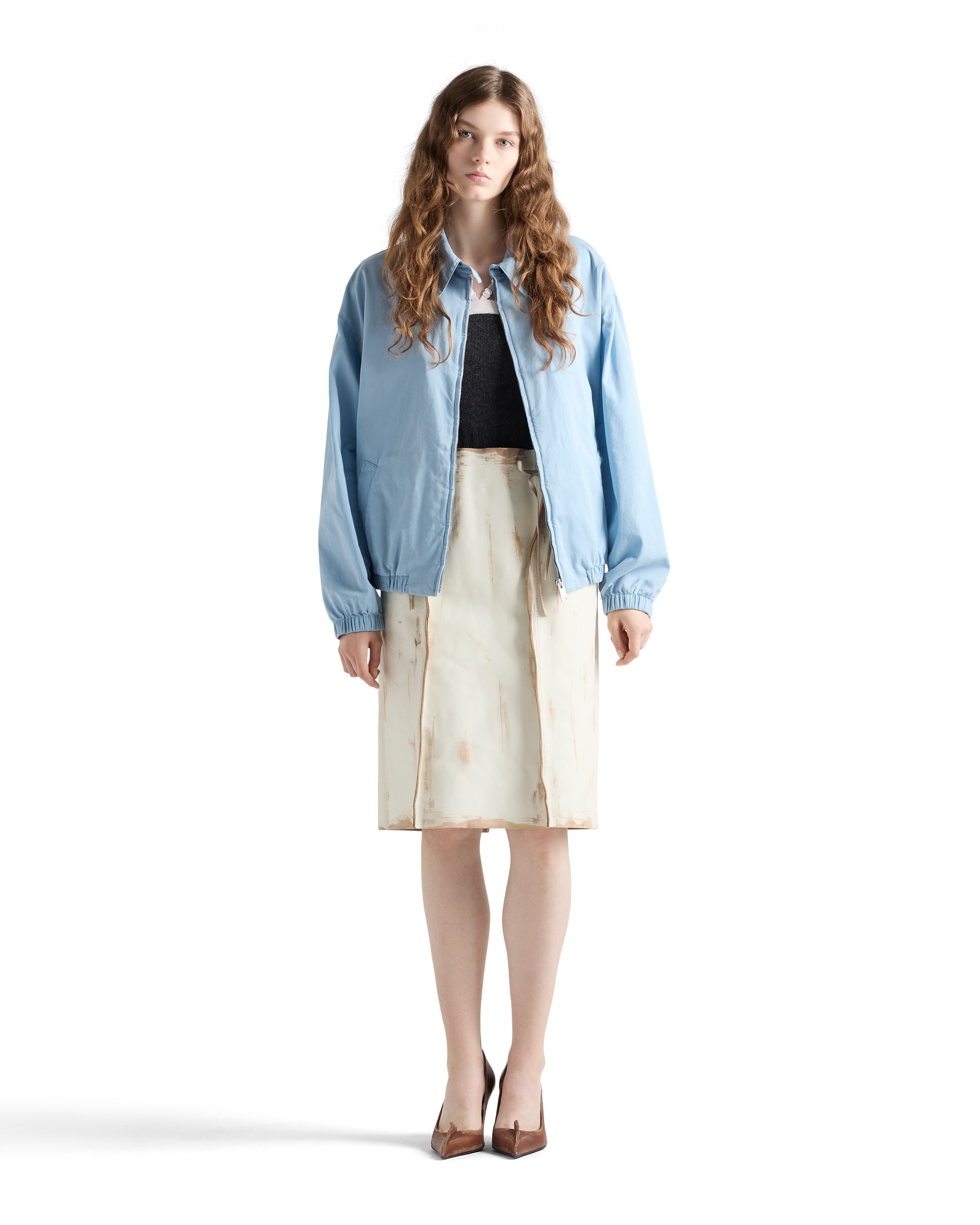 Prada Old Elasticated-cuff Embroidered-logo Jacket In Black