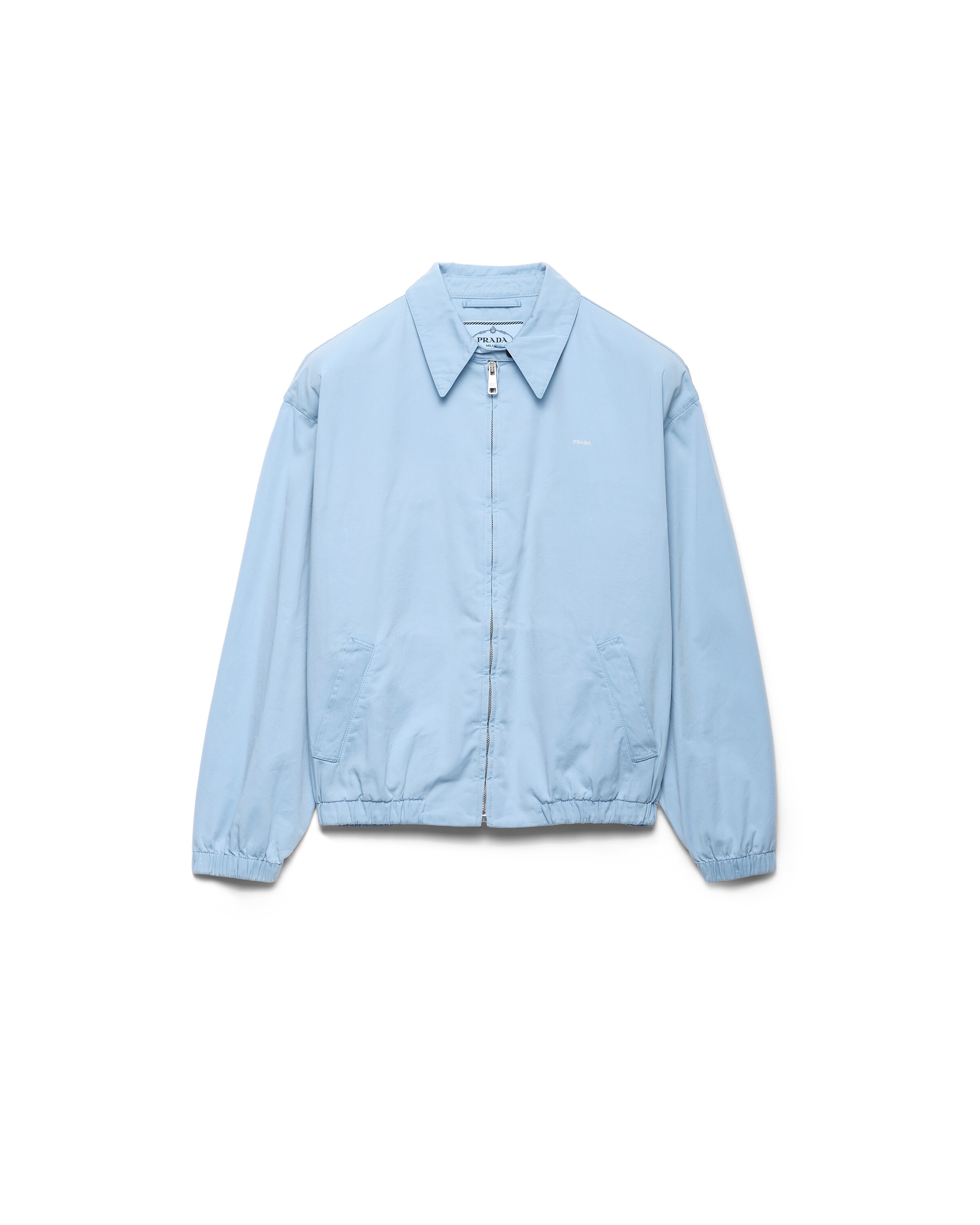 Prada Blouson En Gabardine Ancienne, Femme, Bleu Ciel, Taille 46
