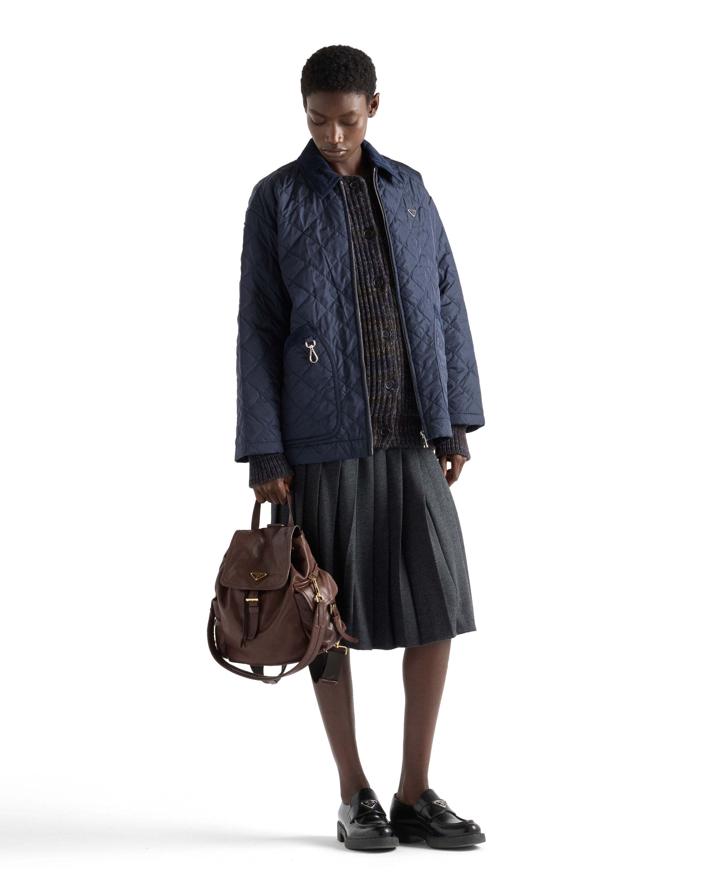 Prada Re-nylon Blouson Jacket In Blue
