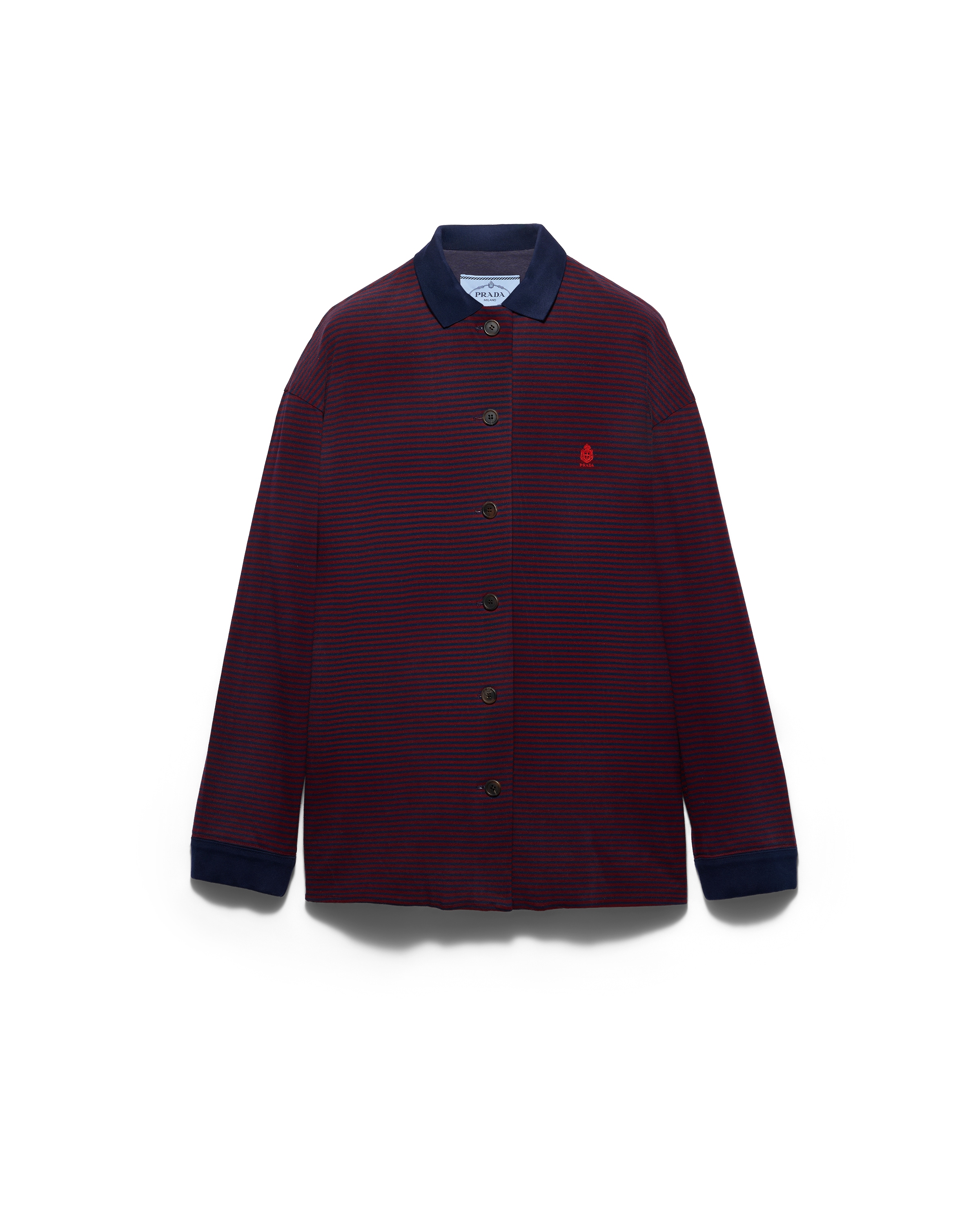 Prada Blouson En Piqué, Femme, Grenat/Bleu/Bleu Encre, Taille 44