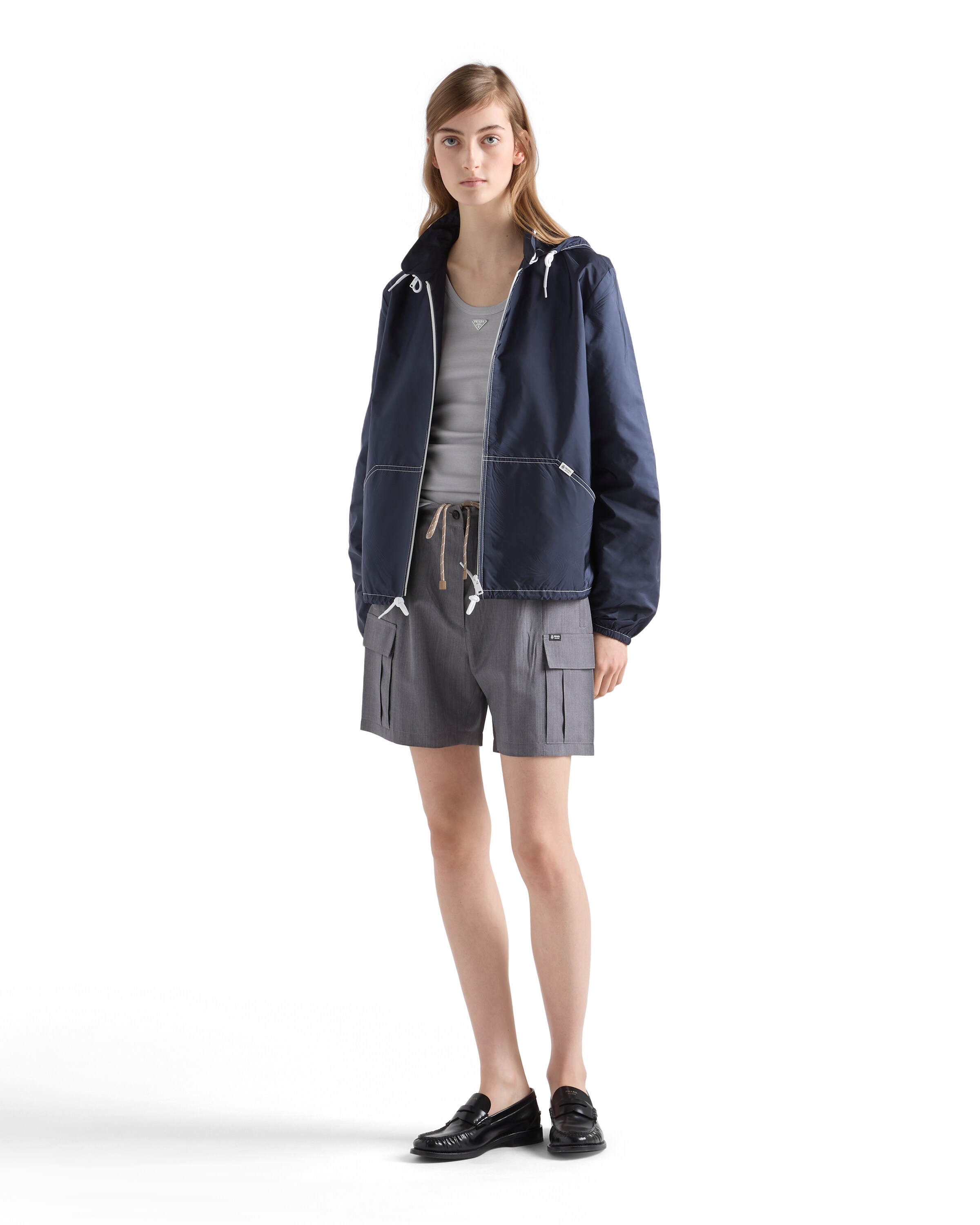 Prada Womens  Lightweight Re-nylon Blouson Jacket In Blue