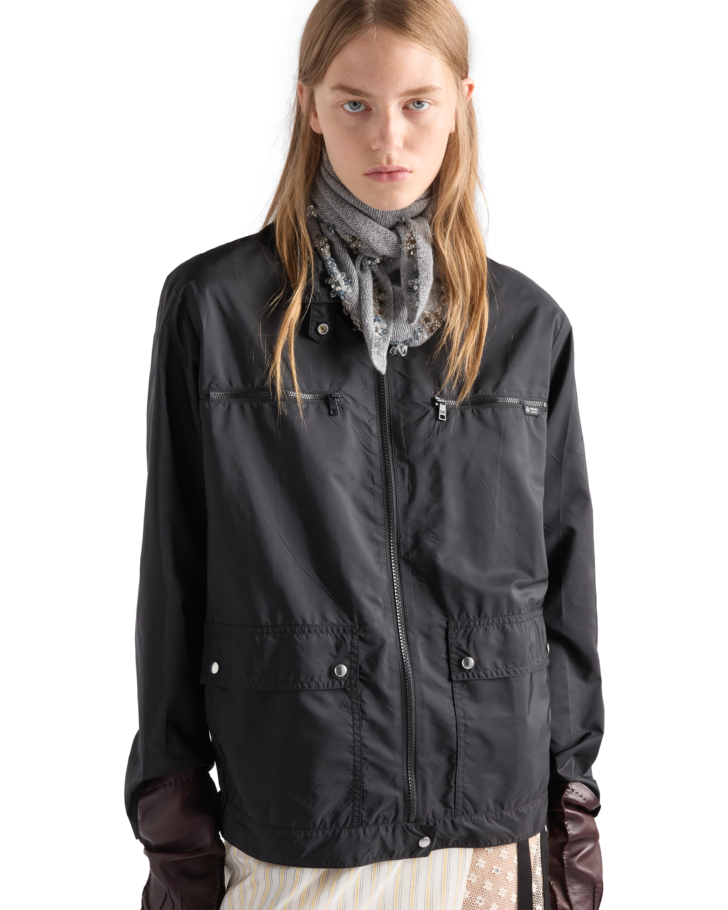 Prada Lightweight Re-nylon Blouson Jacket In Black