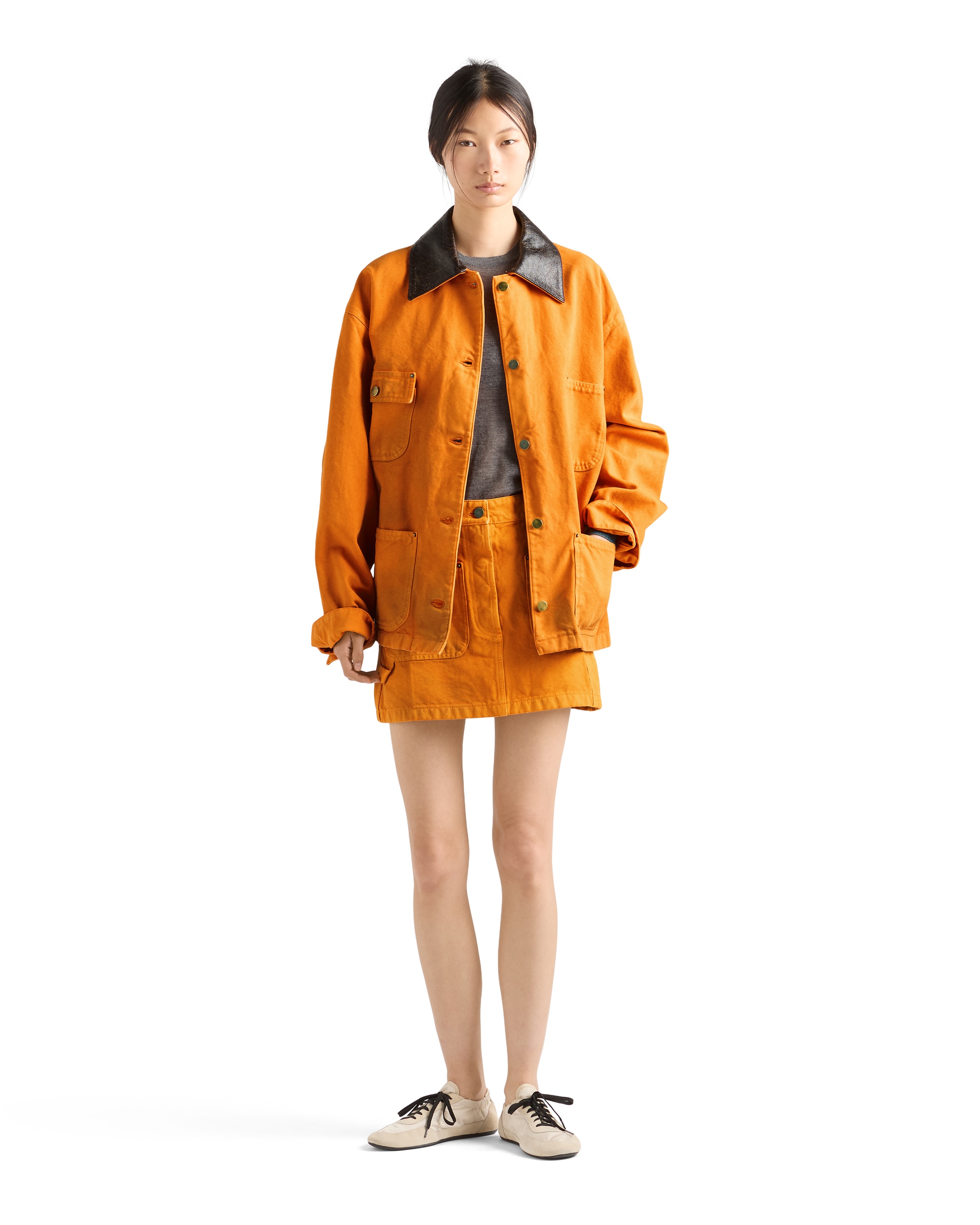 Prada Long-sleeved Button-up Jacket In Brown