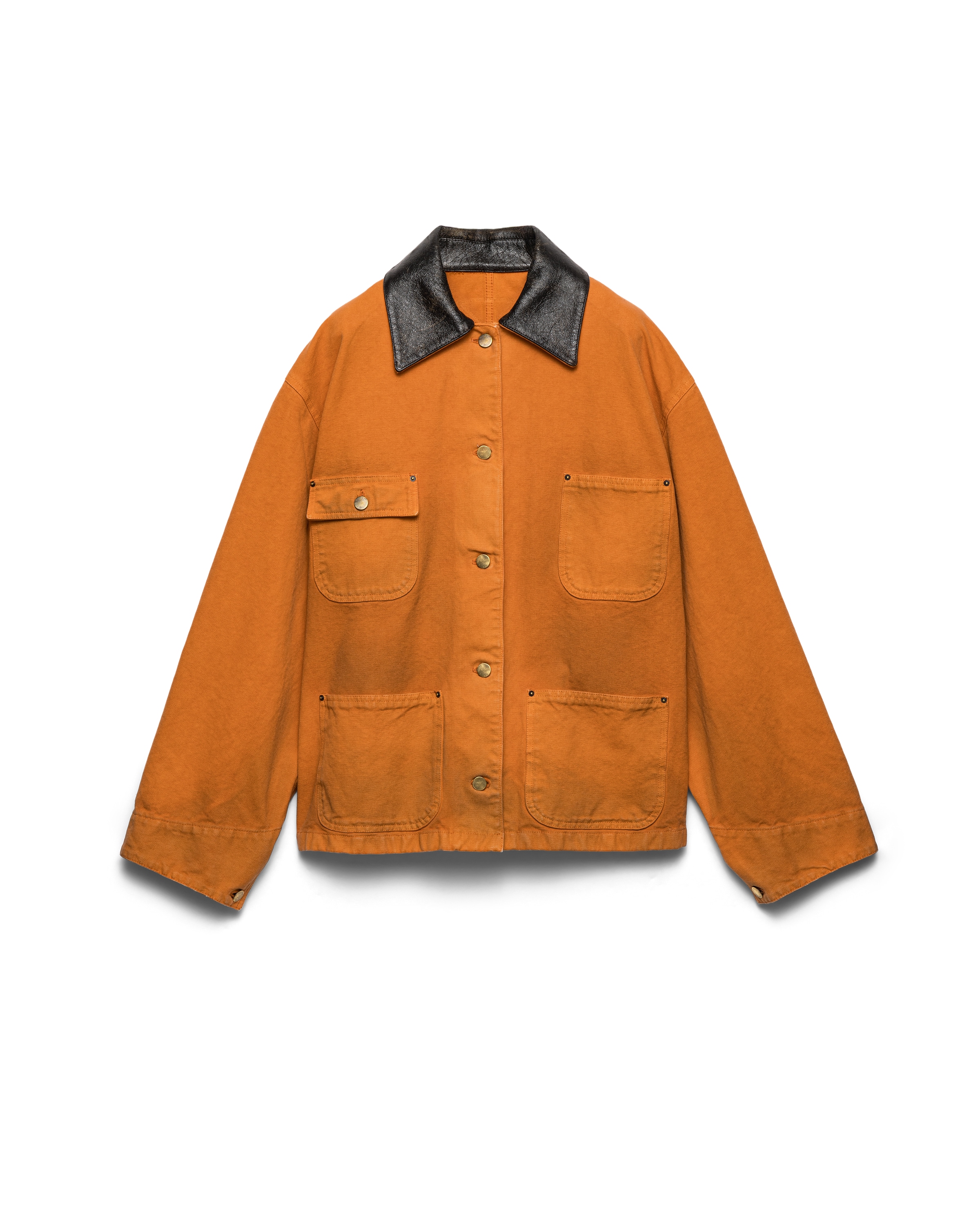 Prada Long-sleeved Button-up Jacket In Brown