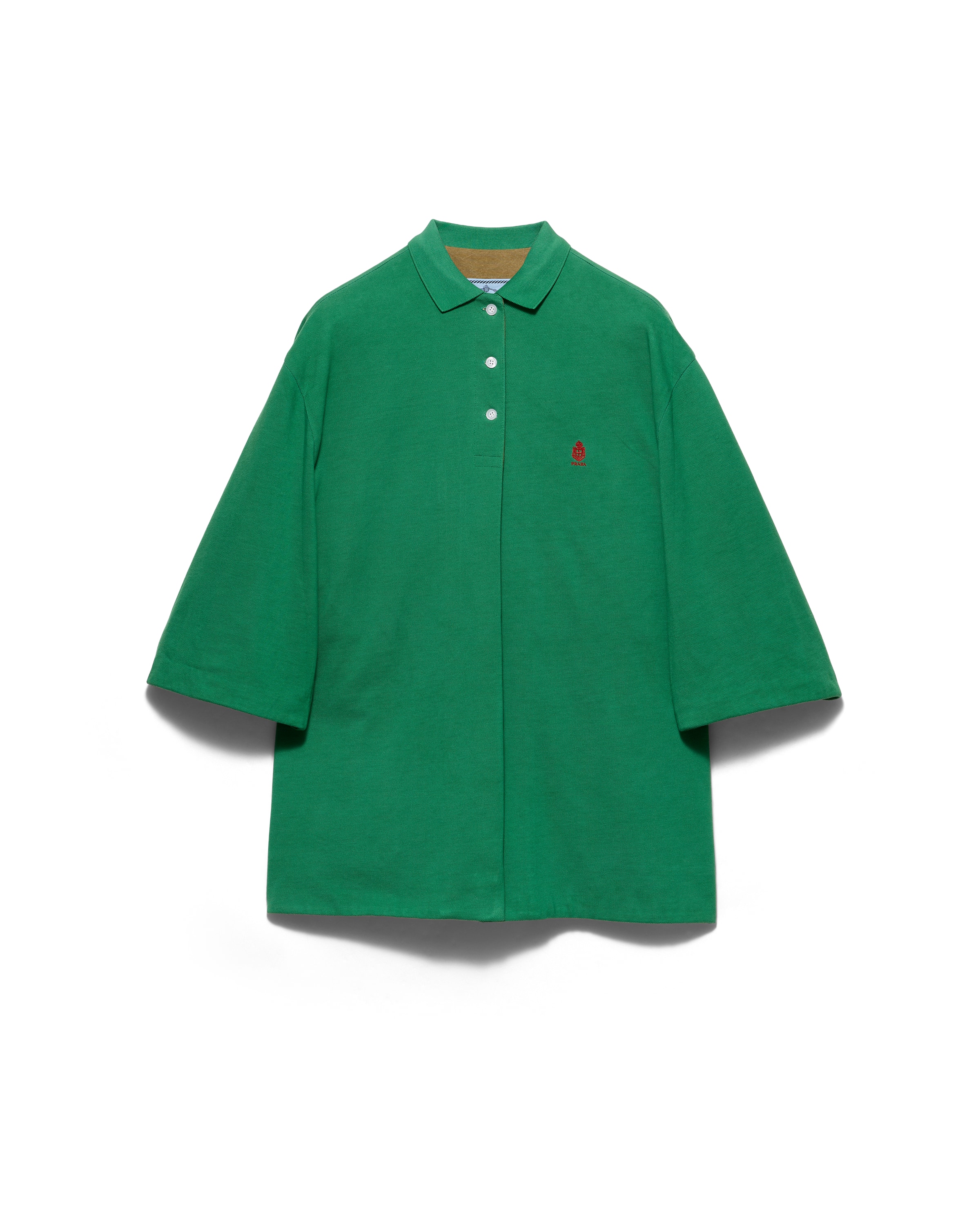 Prada Cazadora Estilo Sobrecamisa De Piqué Antiguo, Mujer, Verde/verde Camuflaje, Talla 40