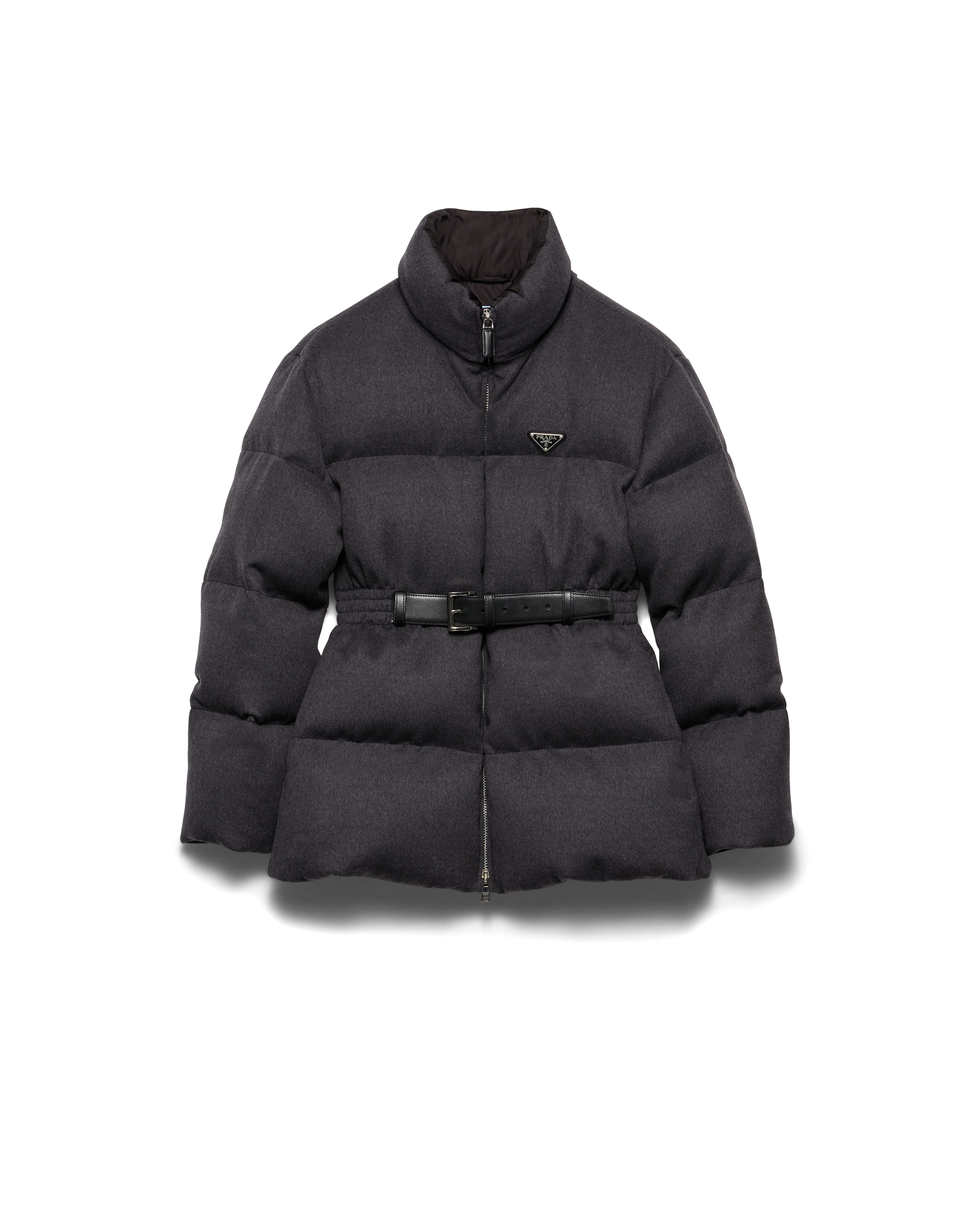Prada Doudoune En Flanelle, Femme, Gris Ardoise, Taille 36