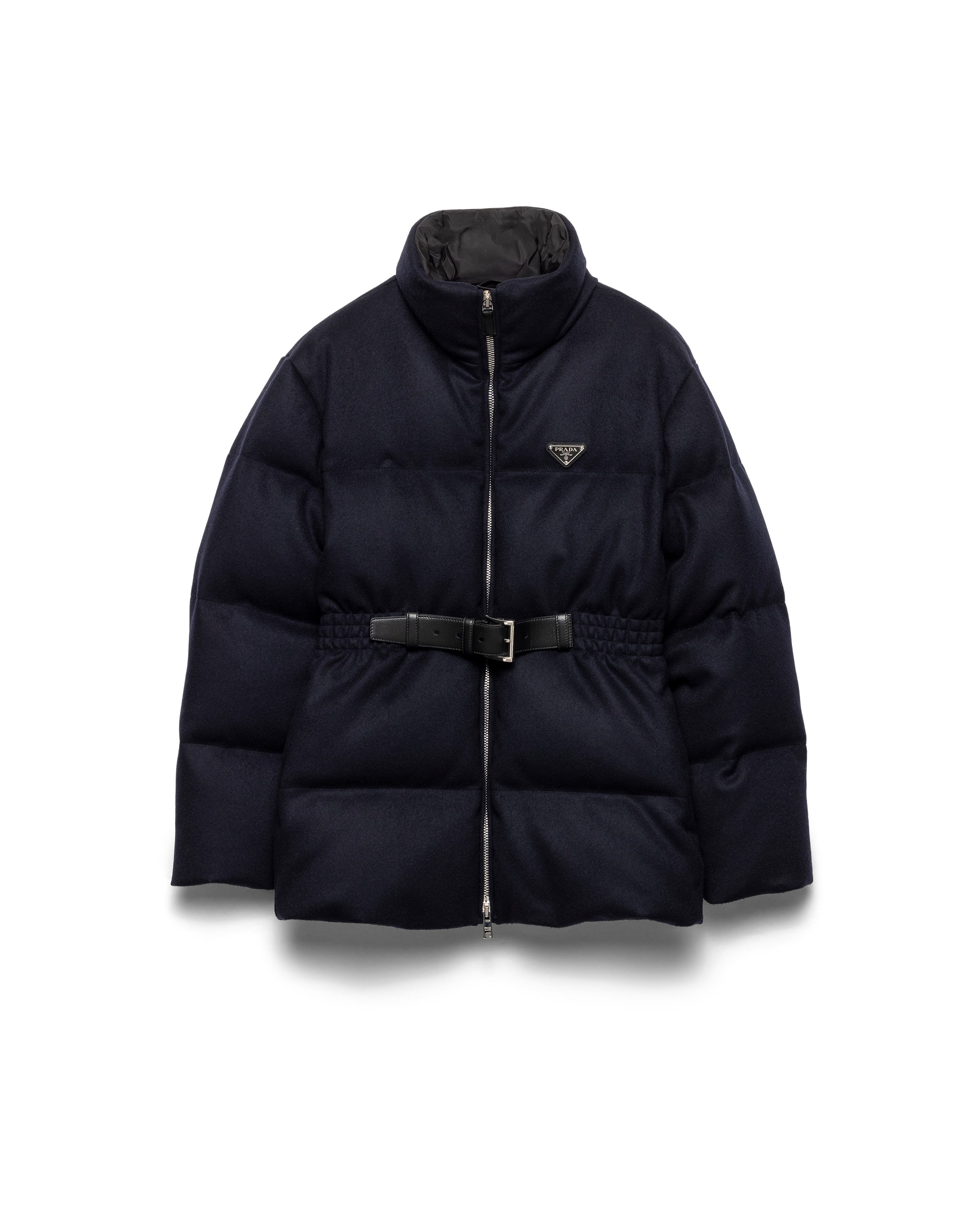 Prada Womens Blue Loden Belted Shell-down Puffer Jacket In Blue
