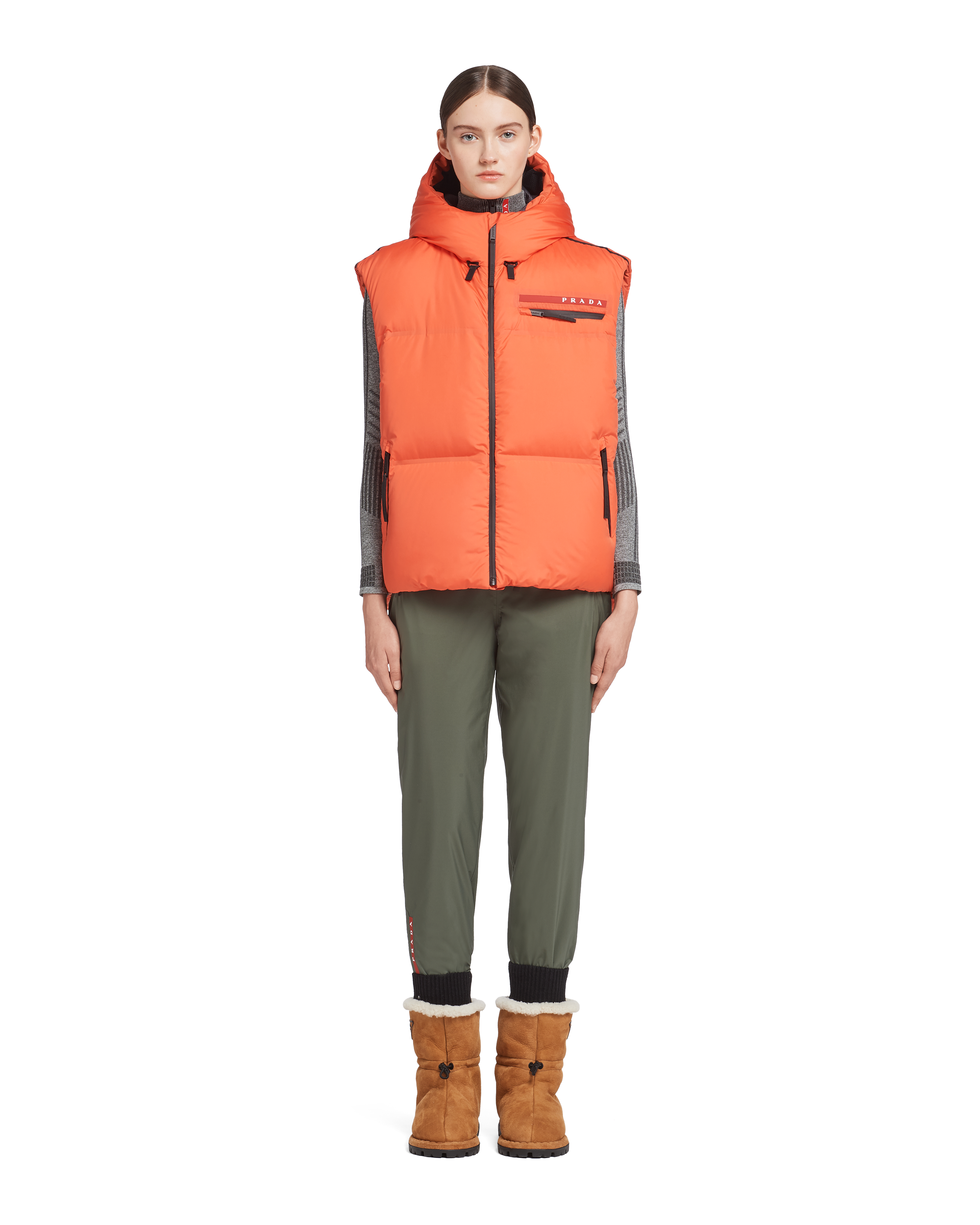 Doudoune Sans Manches En Re nylon Technique Orange PRADA