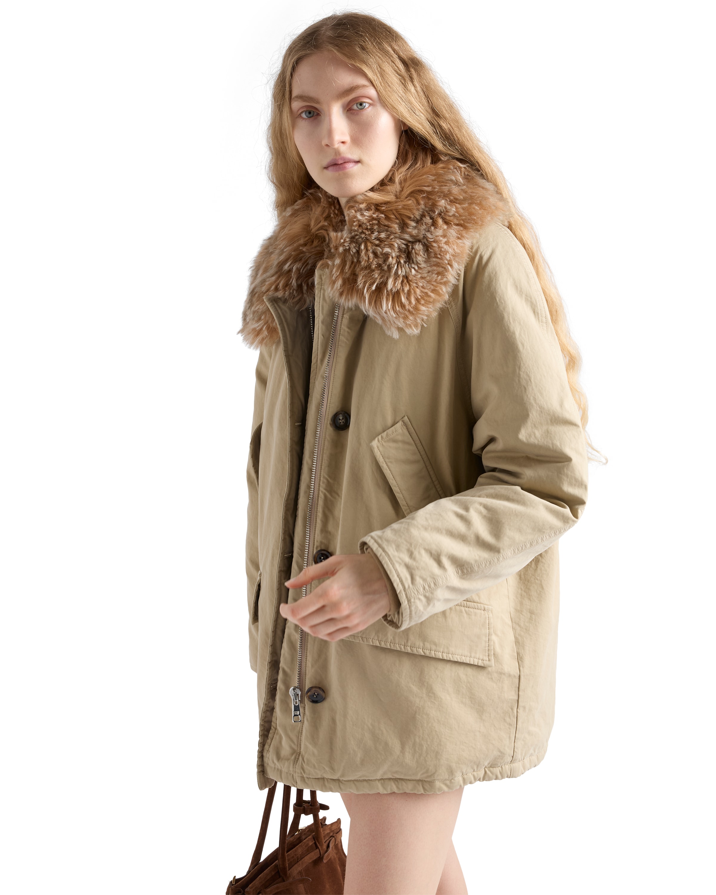 Prada Medium-weight Old Panama Cotton Down Jacket In Multi