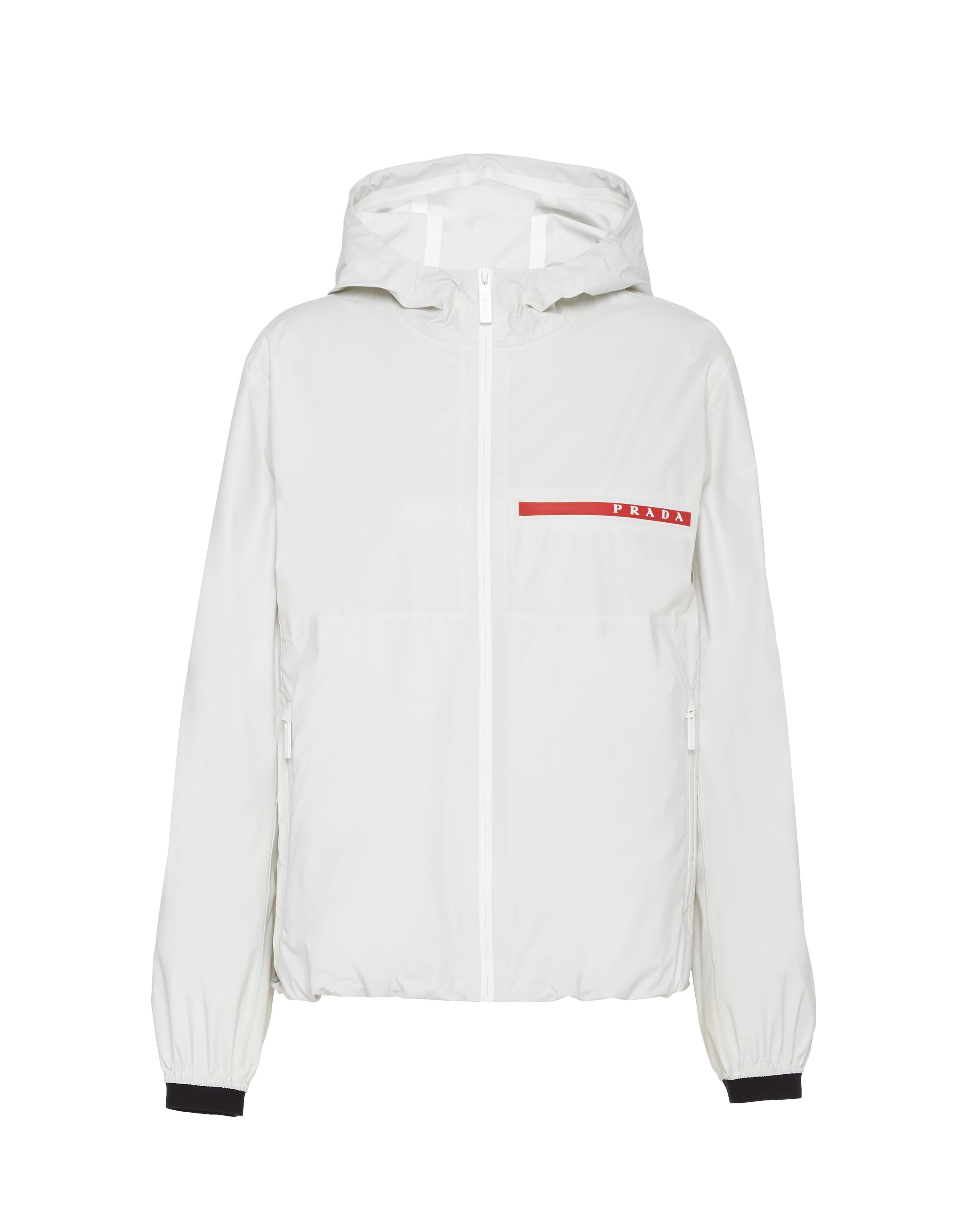Chalk White Light Nylon hooded jacket | Prada