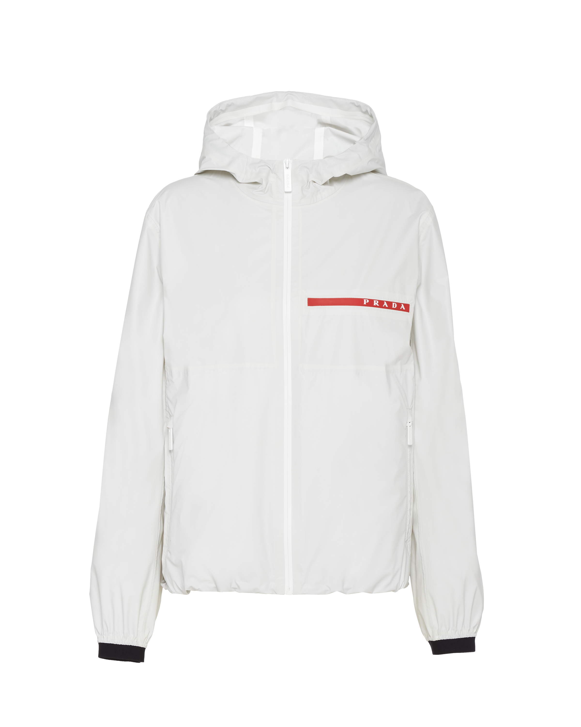 Prada Light Nylon Hooded Jacket In Chalk White