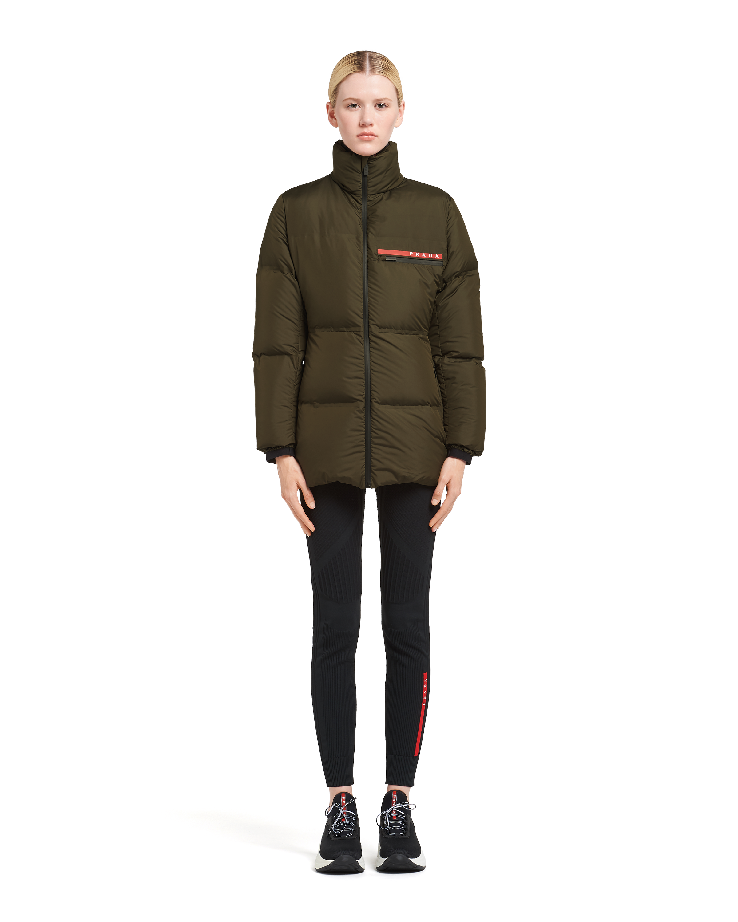 Prada green puffer coat store