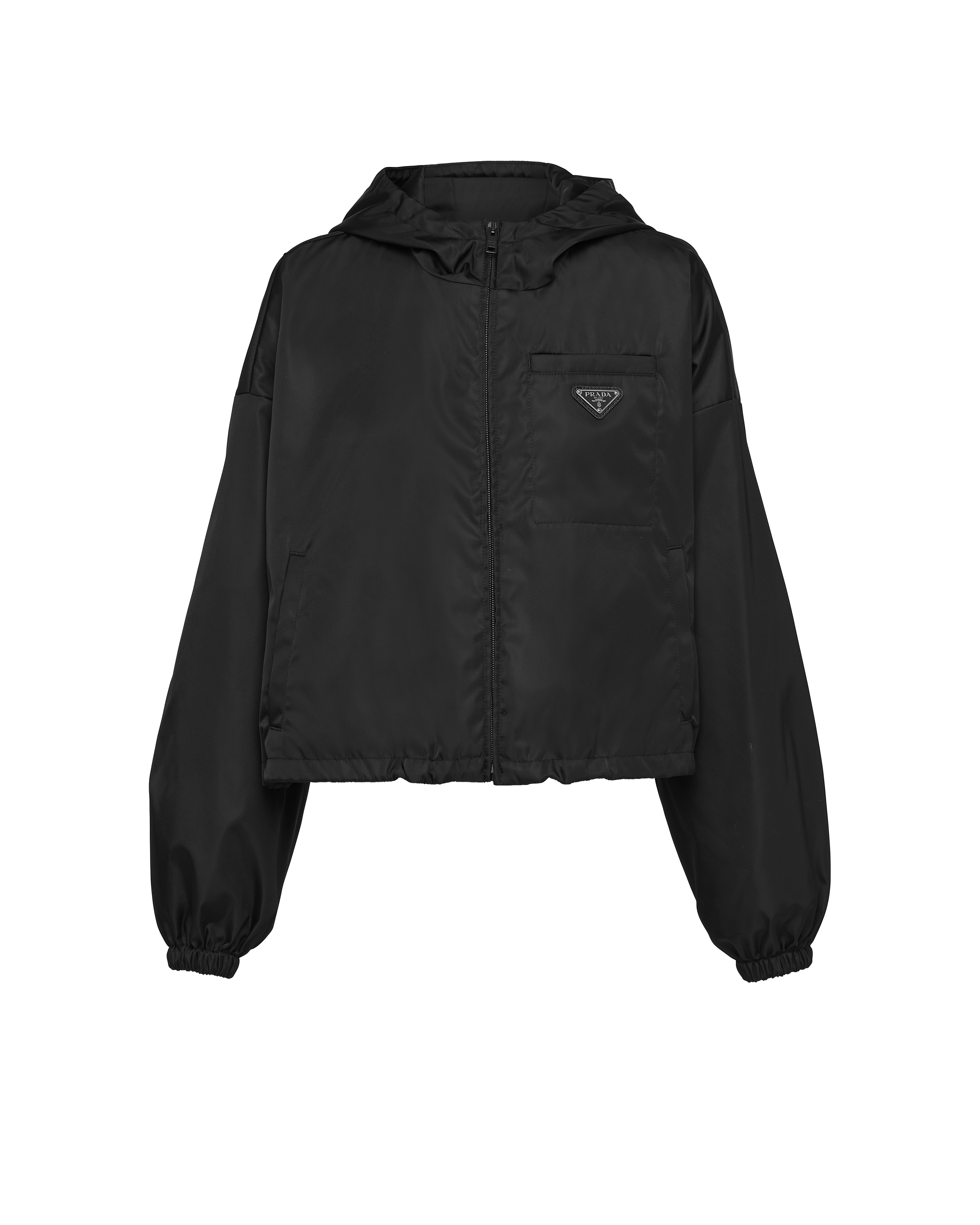 Prada Re-nylon Cropped Jacket In Black