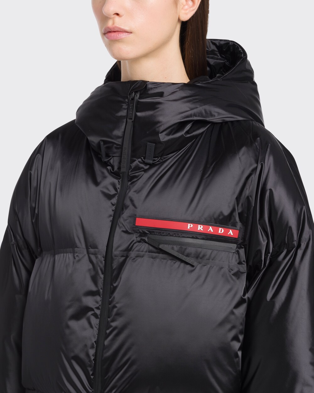 Black Oversized technical nylon down 