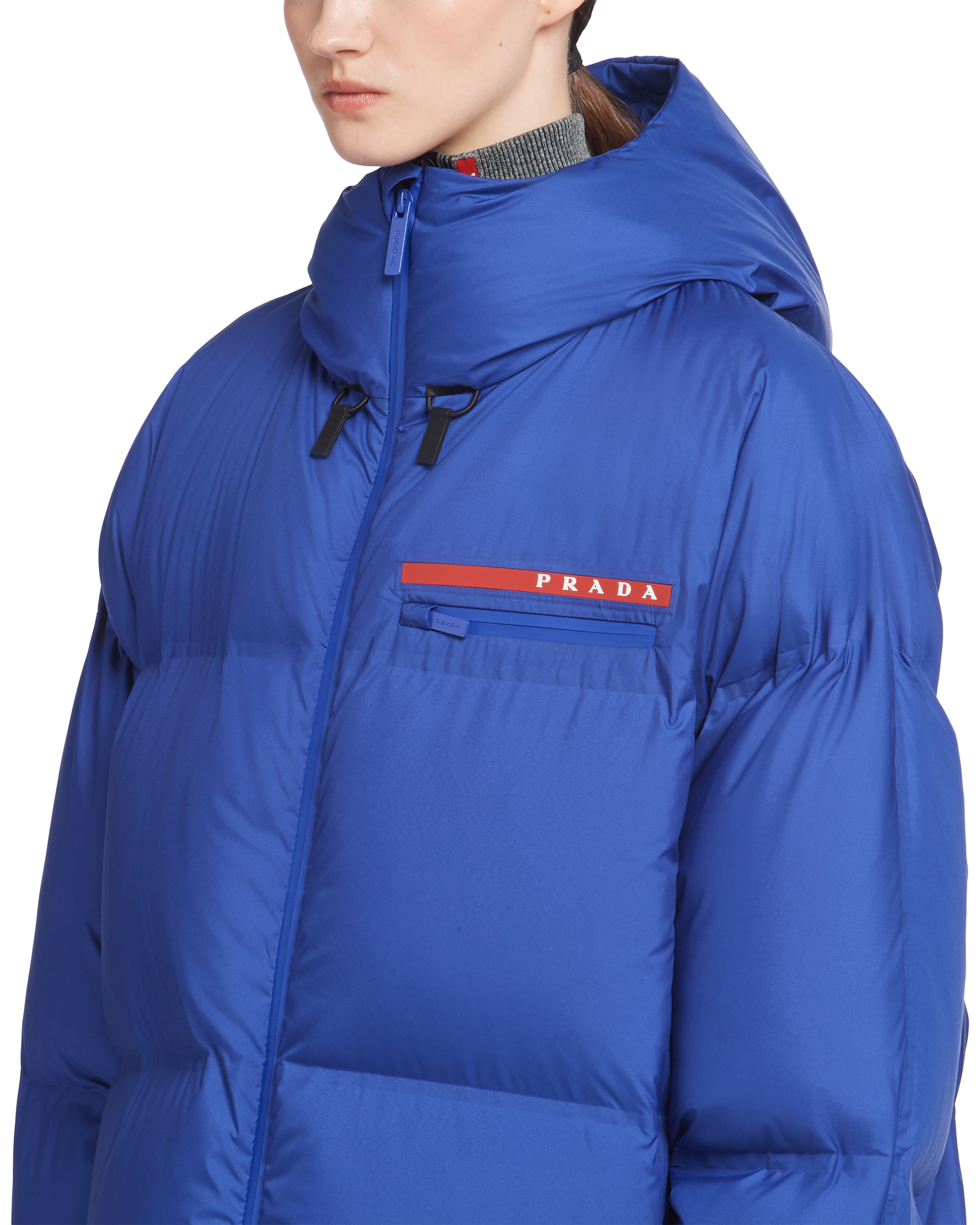 Oversized technical nylon down jacket