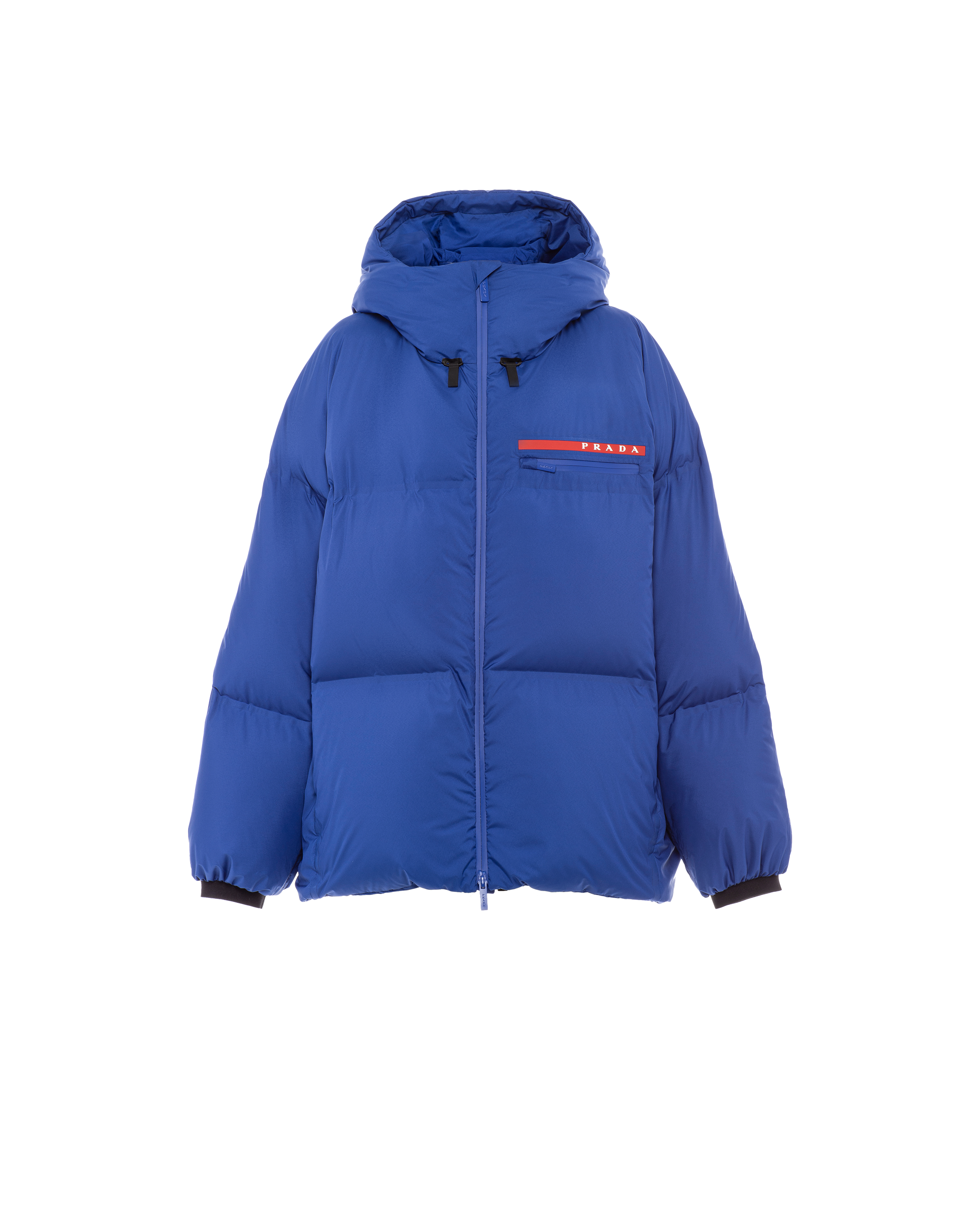 Prada blue puffer hotsell jacket