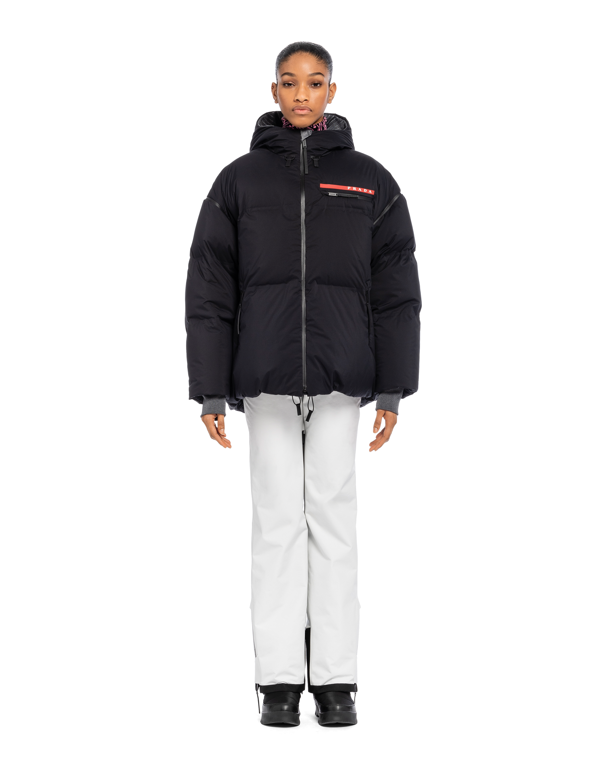 Black/gray Light Re-nylon Hooded Down Jacket | PRADA Black/gray Light Re-nylon Hooded Down Jacket | PRADA