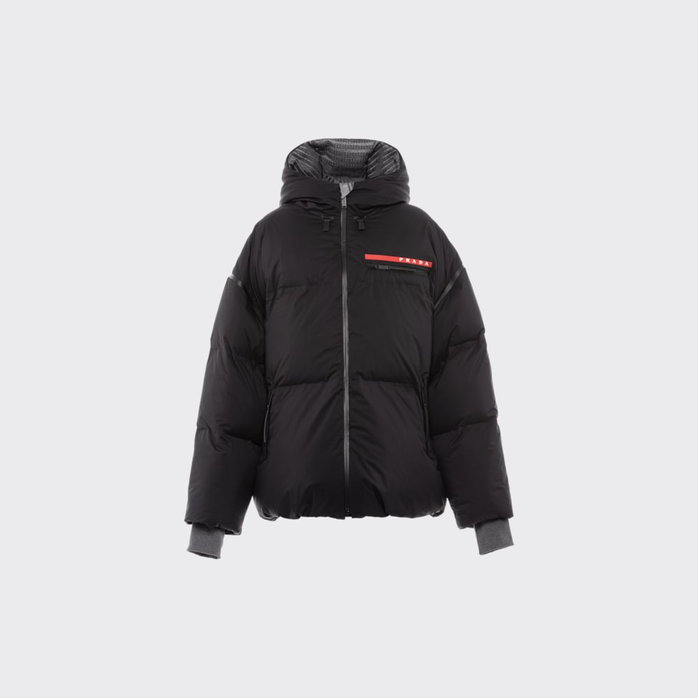 Initiatief klauw winter Black/gray Light Nylon hooded down jacket | Prada
