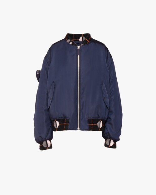 navy nylon bomber jacket