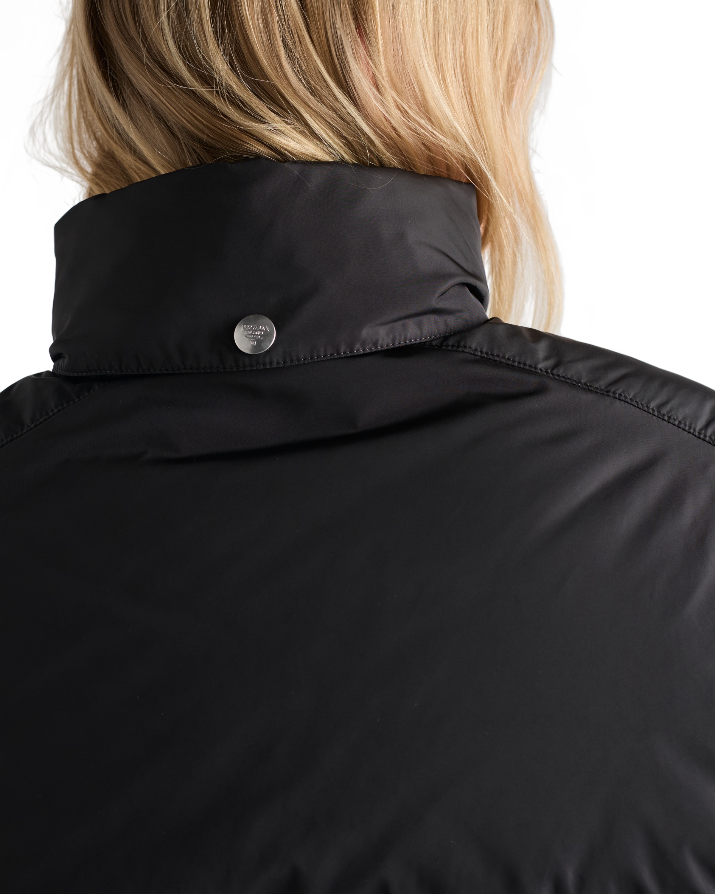 Prada Women's Cropped Re-nylon Down Jacket In Black