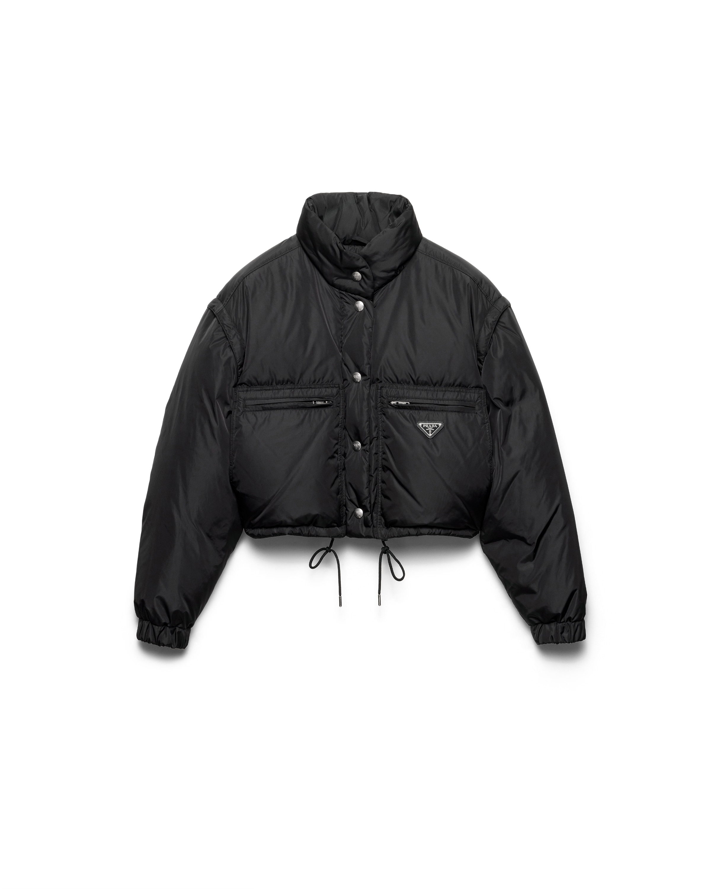 Prada Women's Cropped Re-nylon Down Jacket In Black