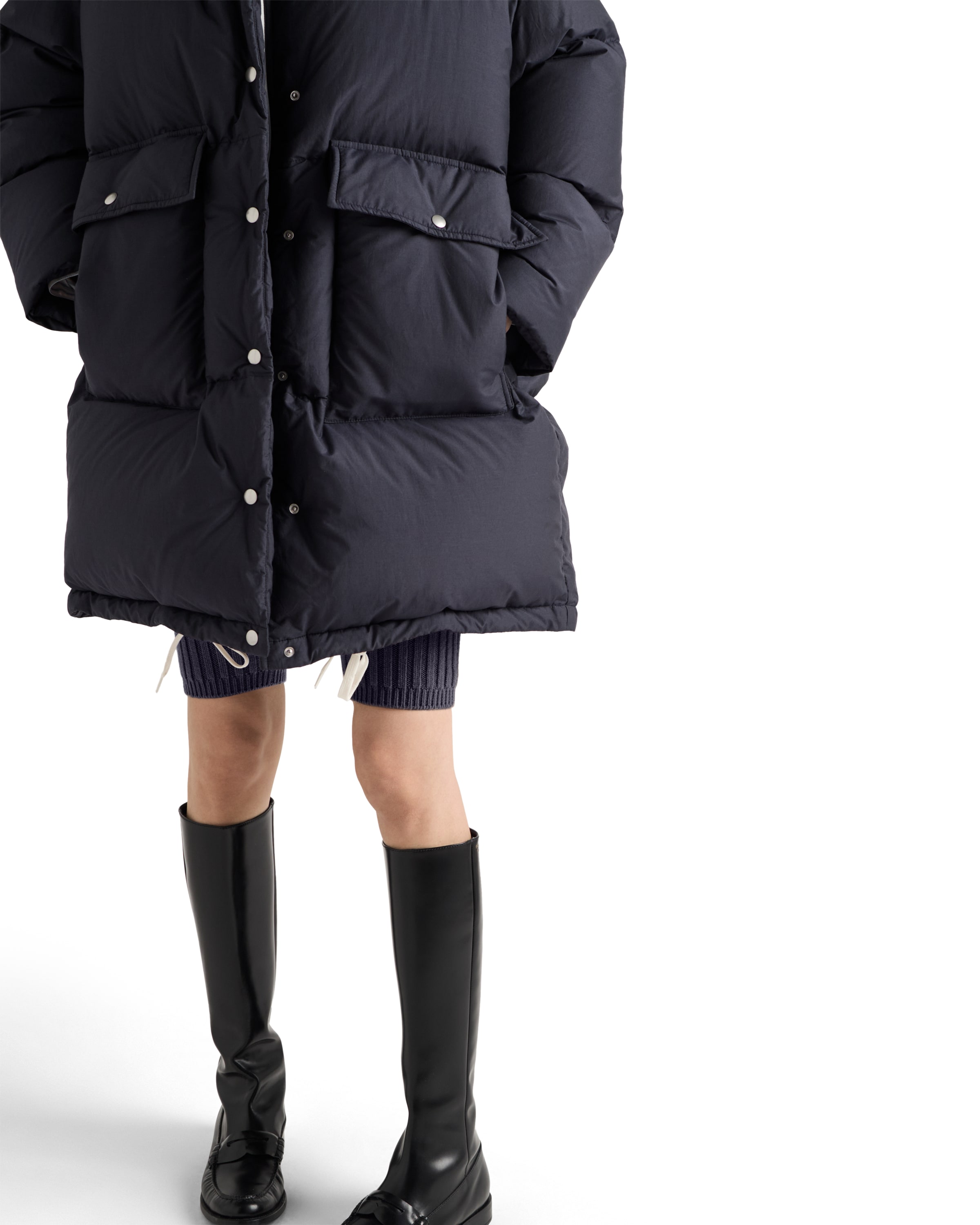 Prada Womens Blue Oversized Hooded Shell-down Parka Coat In Blue