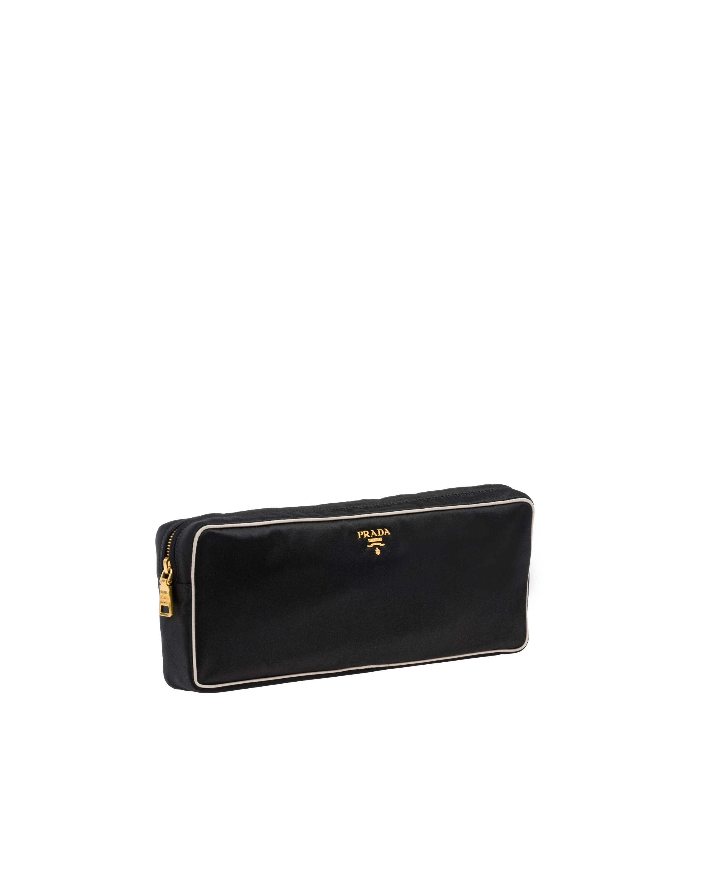 Black/chalk White Satin Slipper Travel Pouch Prada