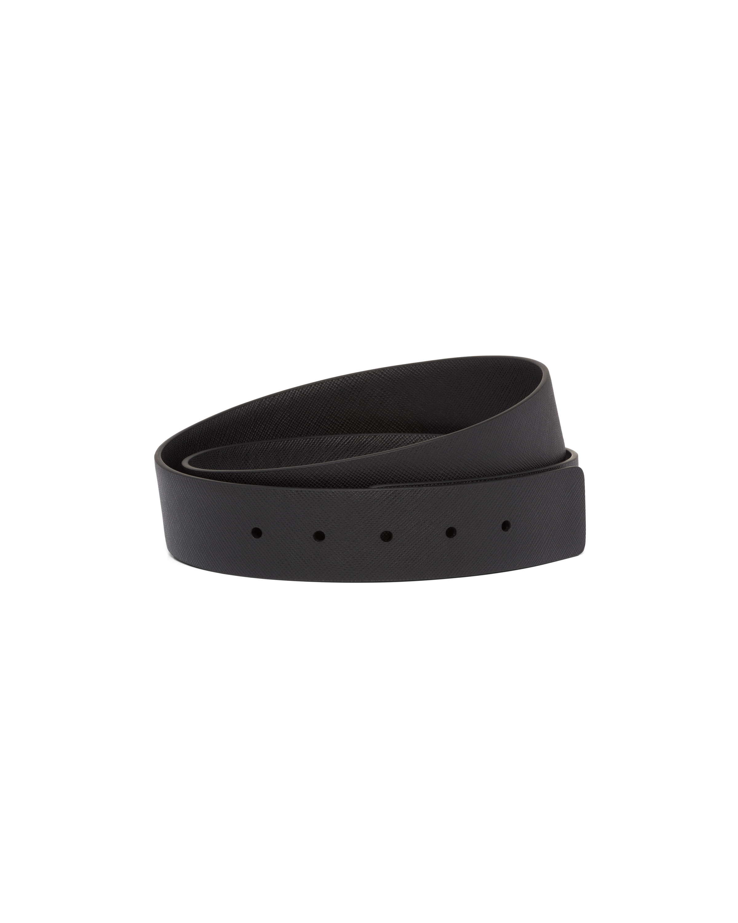 Prada Reversible Saffiano Leather Belt Strap In Black