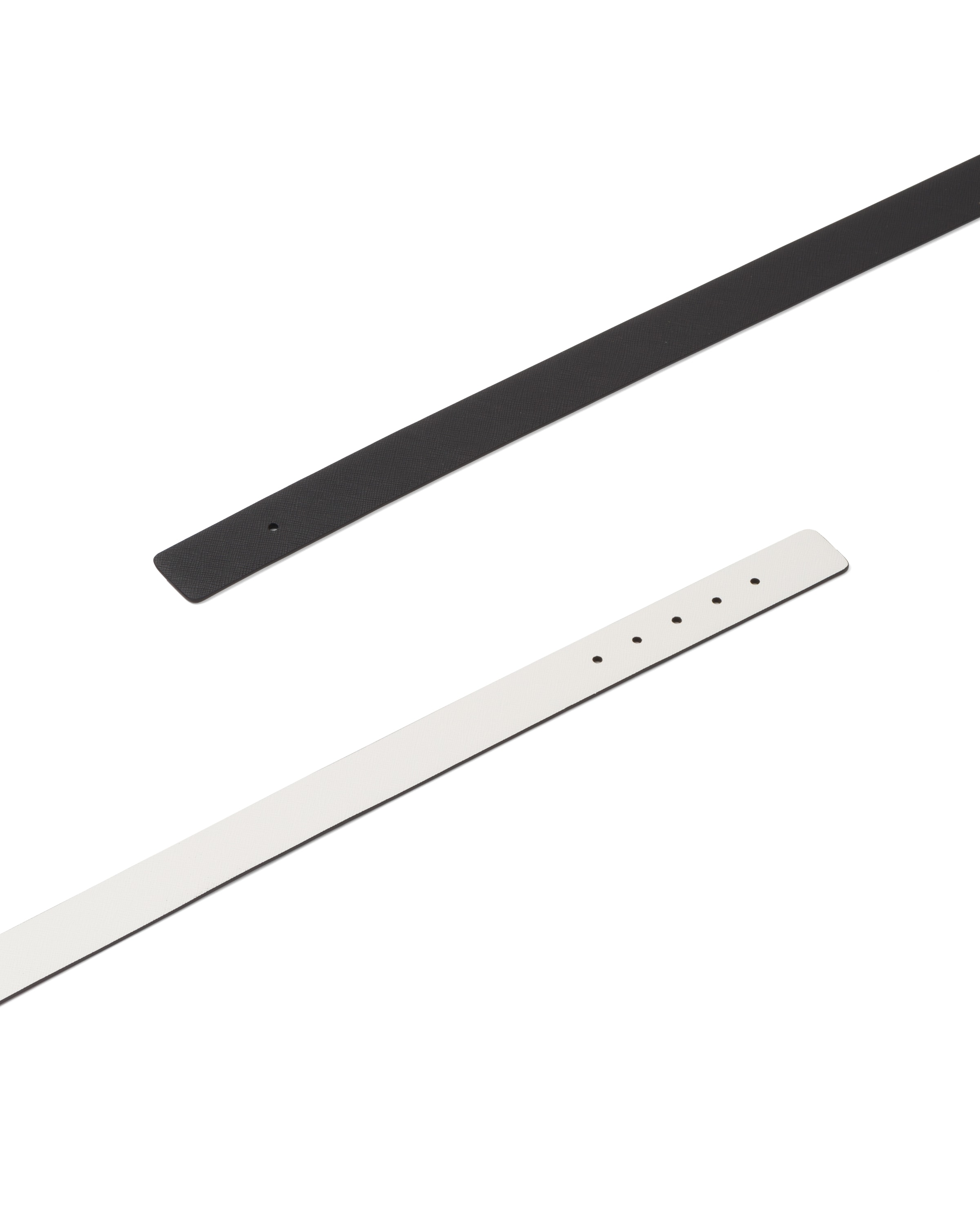 Prada Men's Reversible Saffiano Leather Belt Strap In White/black