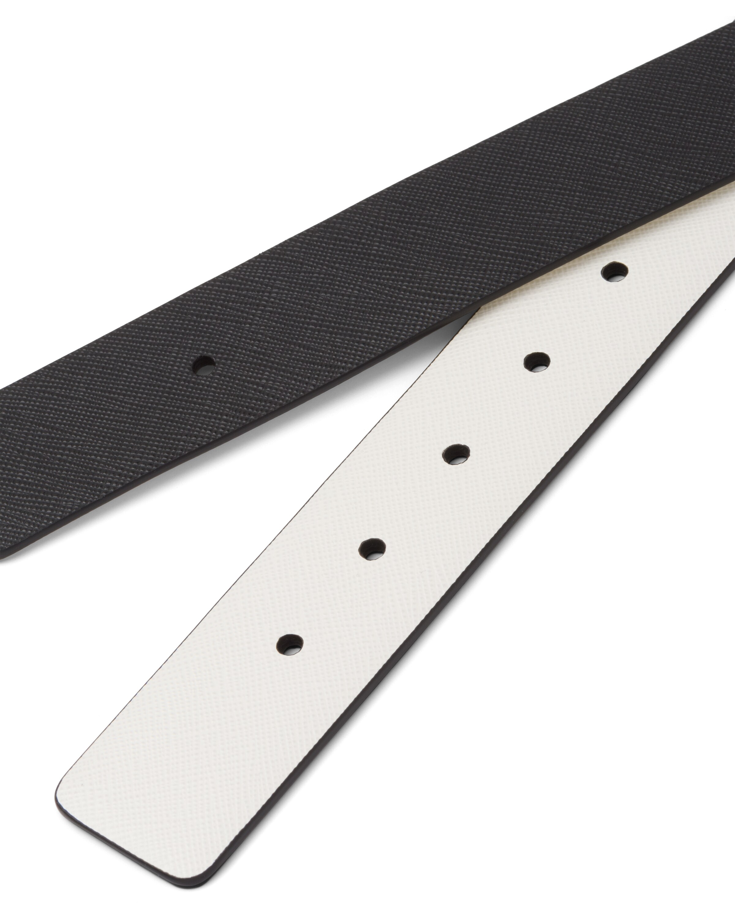 Prada Men's Reversible Saffiano Leather Belt Strap In White/black