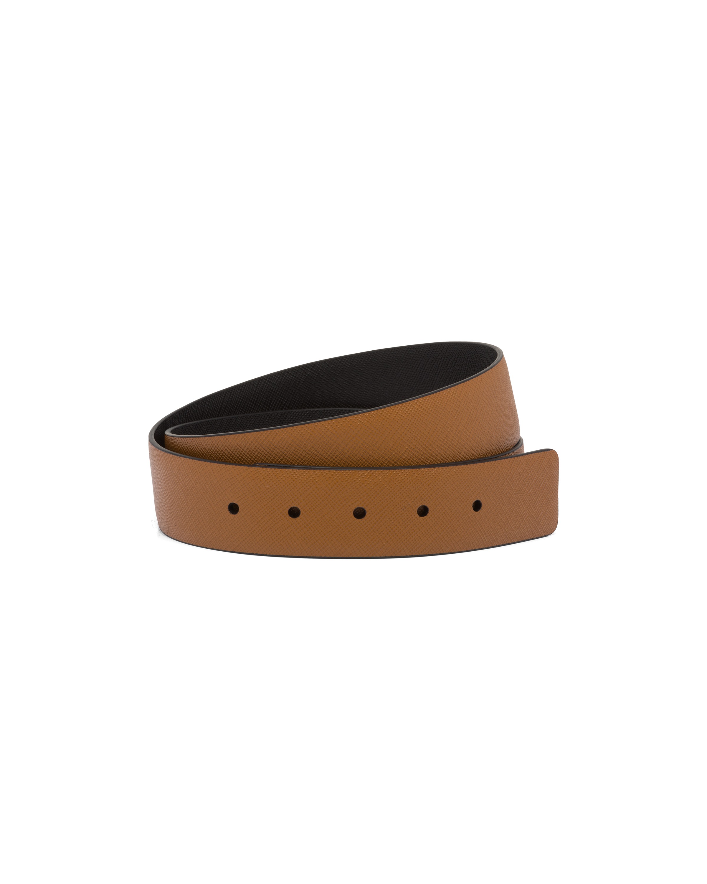 Prada Double-sided Belt In Tobacco/black