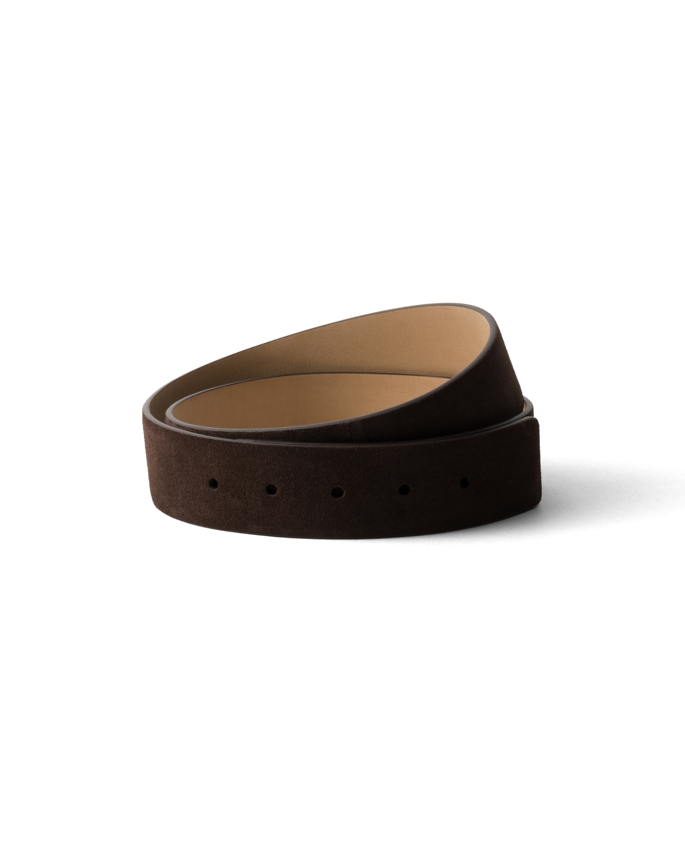 Prada Men's Suede Belt Strap In Dark Brown
