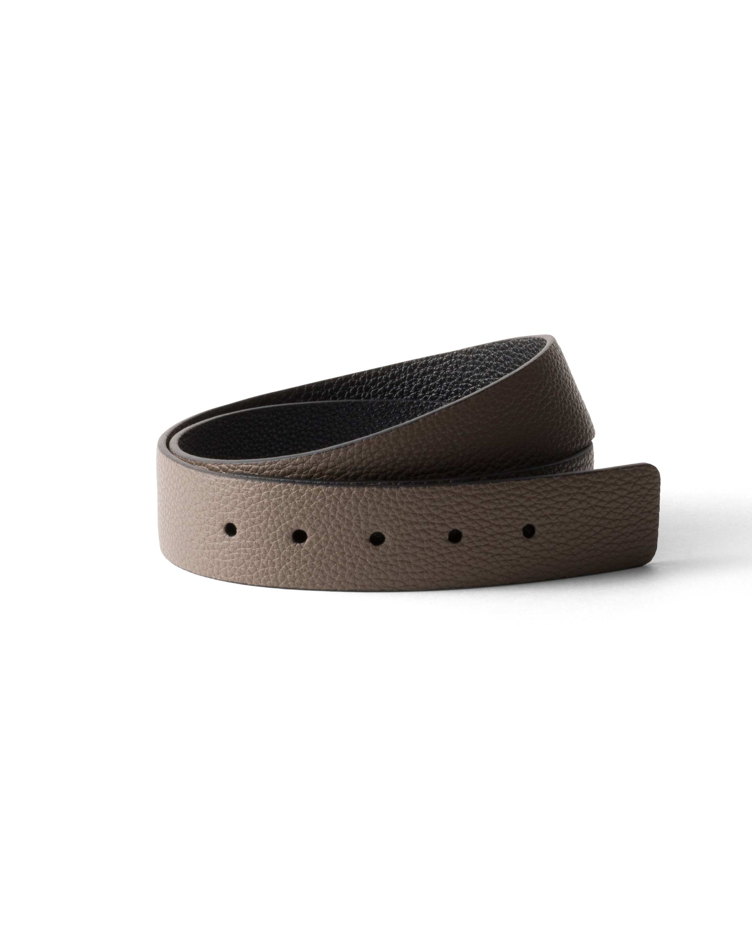 Prada Leather Belt Strap In Bambus/schwarz