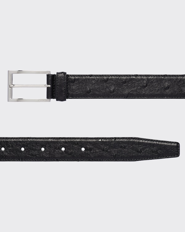Ostrich leather belt - Black Ostrich leather belt - Black