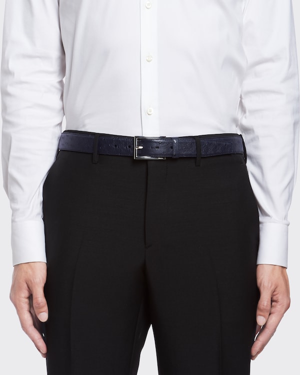 Ostrich leather belt - Navy Ostrich leather belt - Navy