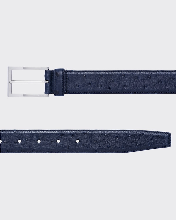 Ostrich leather belt - Navy Ostrich leather belt - Navy
