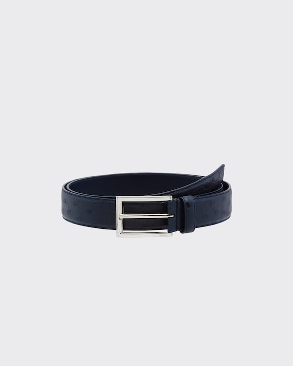 Ostrich leather belt - Navy Ostrich leather belt - Navy