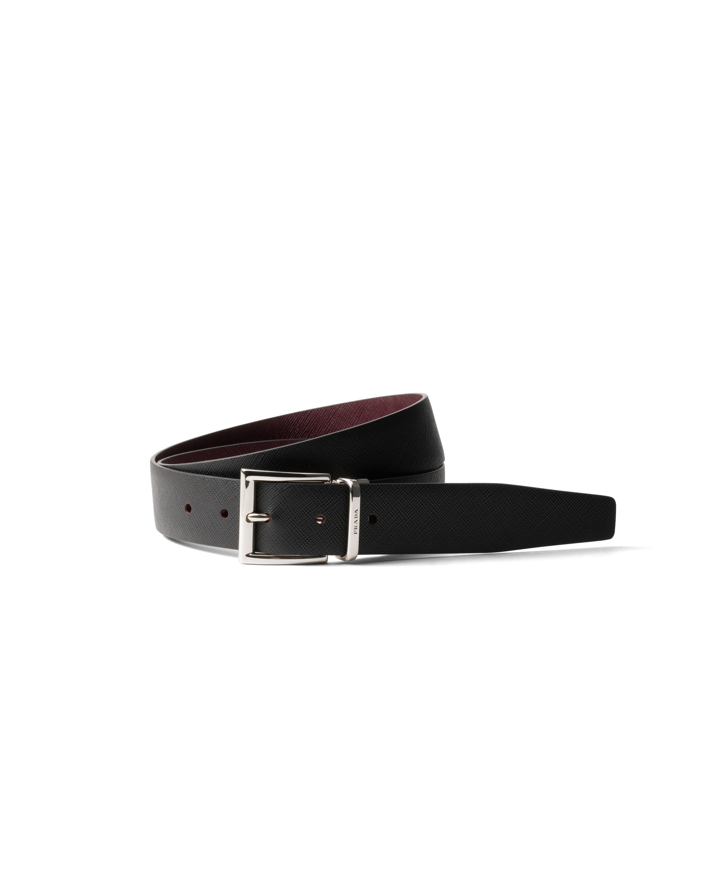 Prada Gürtel, Herren, Schwarz/granat, Größe 90