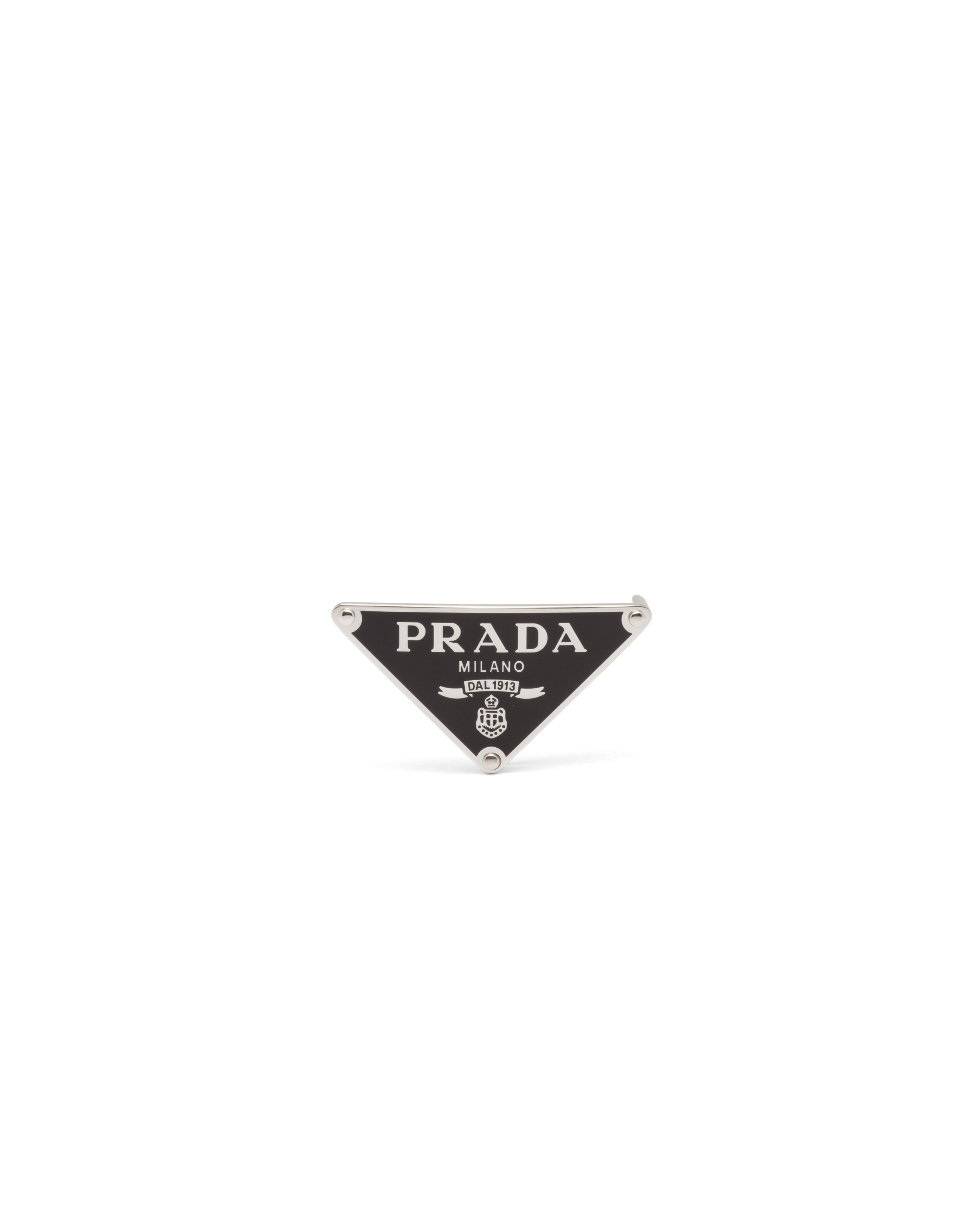 Prada Enameled Metal Belt Buckle In Black