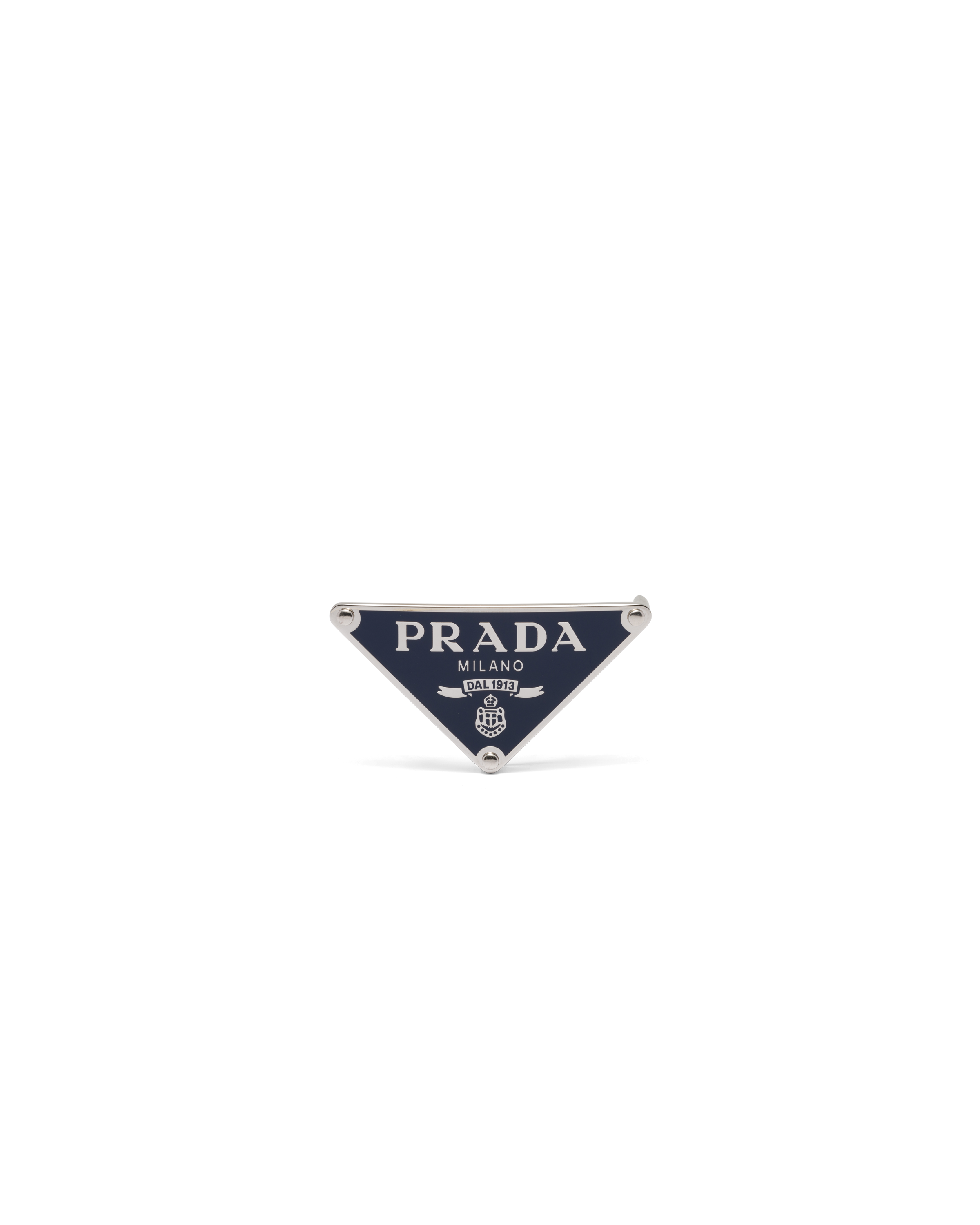 Prada Enameled Metal Belt Buckle In Bluette