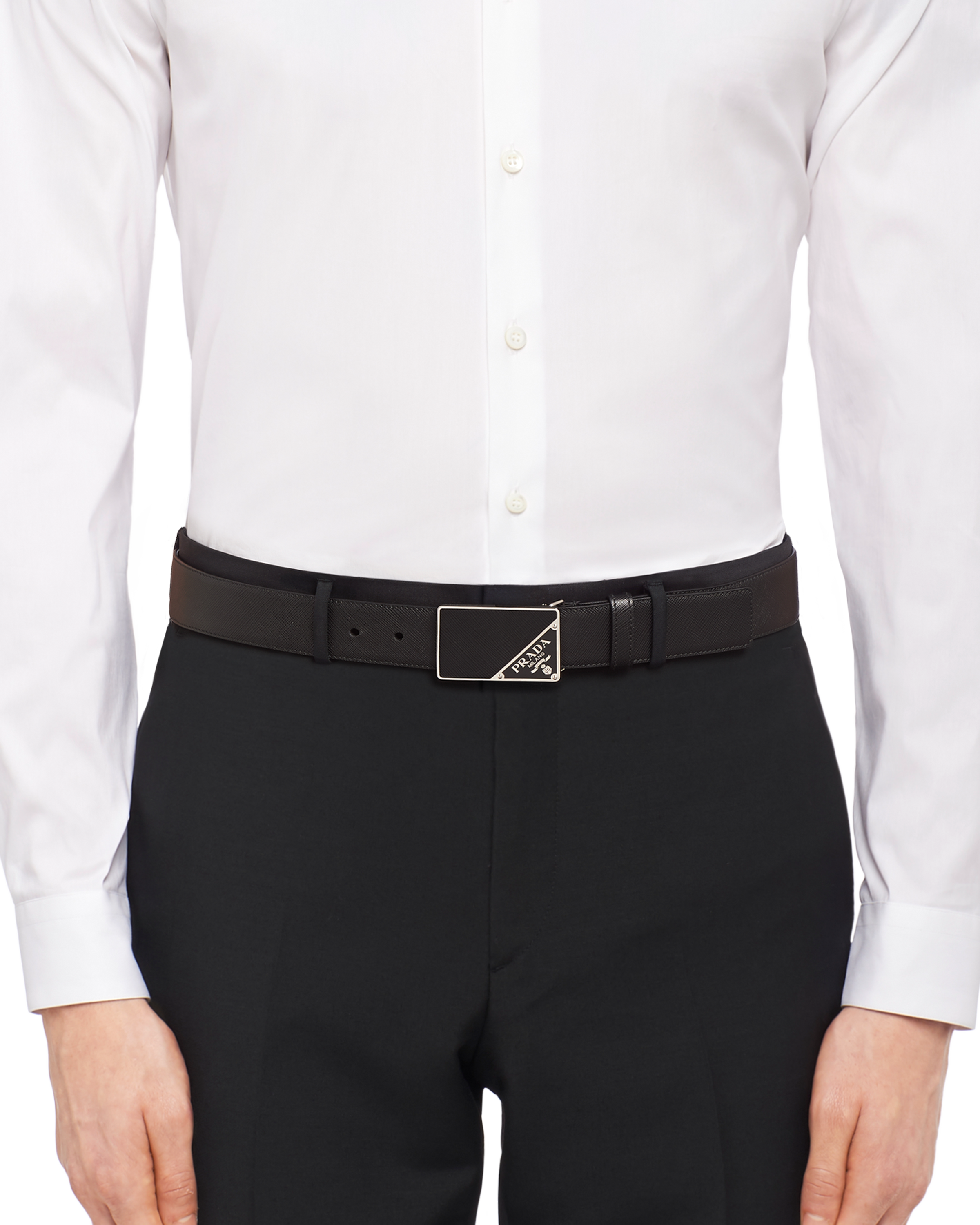 Cinturón de piel Saffiano Negro | Prada Cinturón de piel Saffiano Negro | Prada