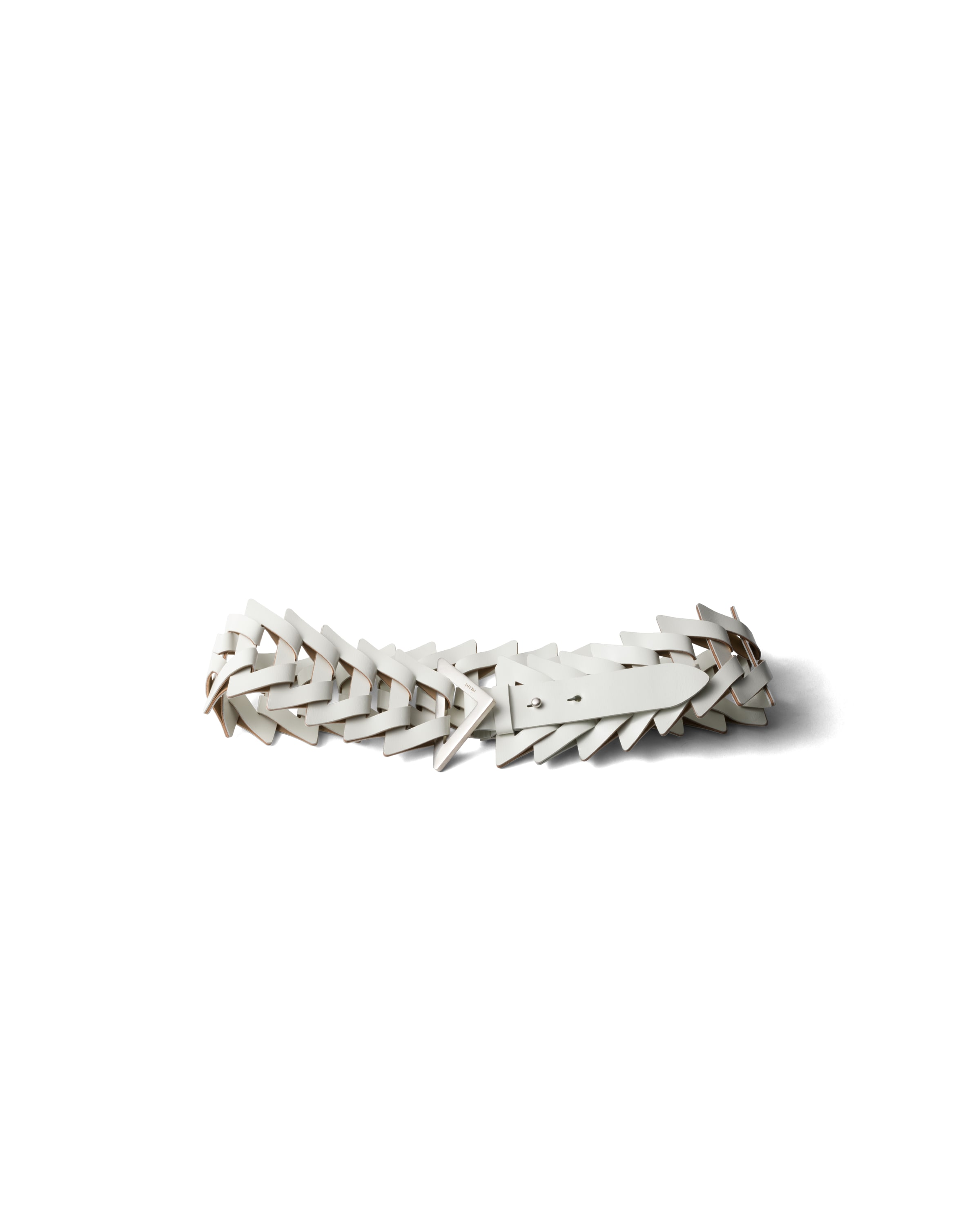 Prada Leather Belt, Men, White, Size 85