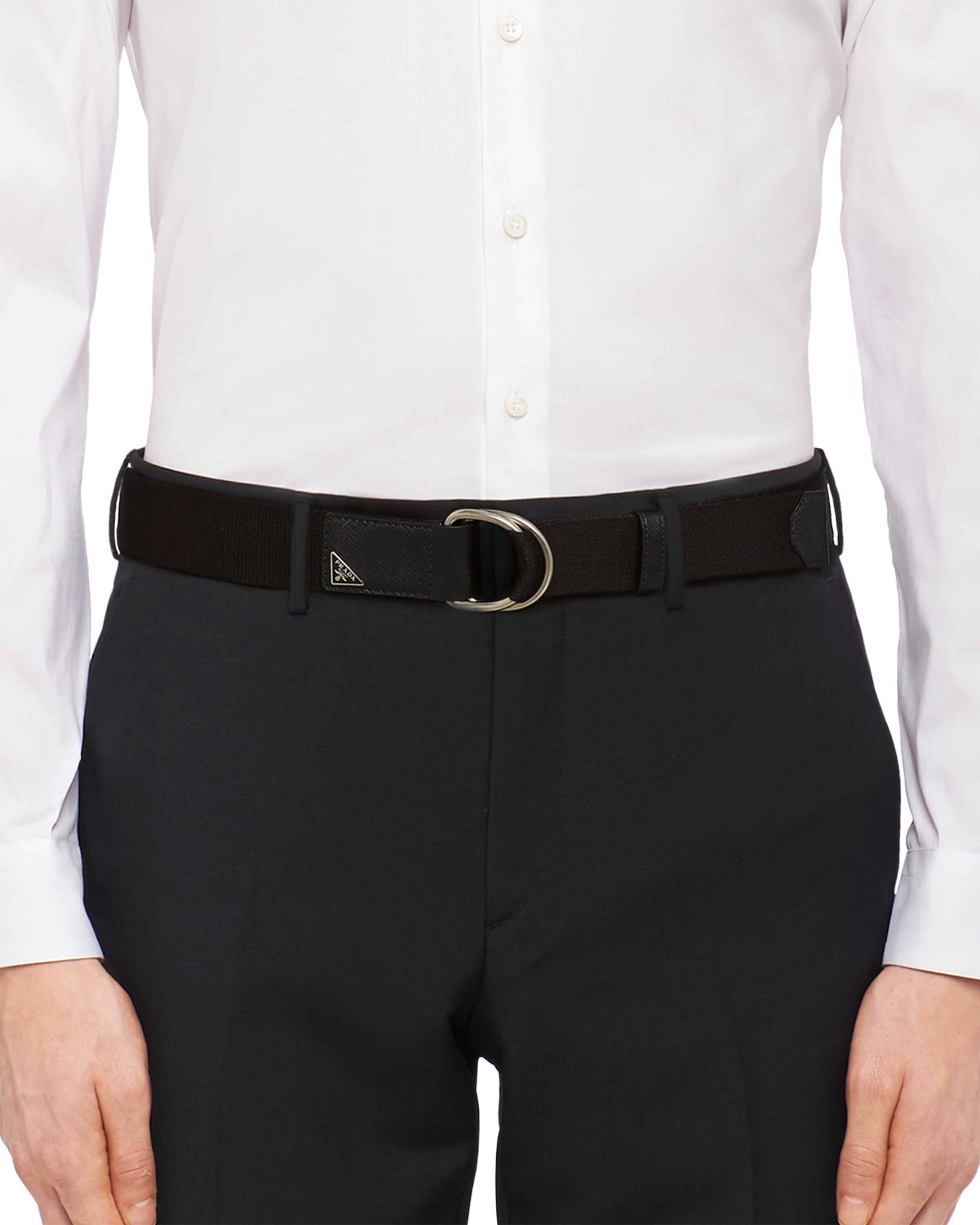 Black Woven Nylon Belt Prada