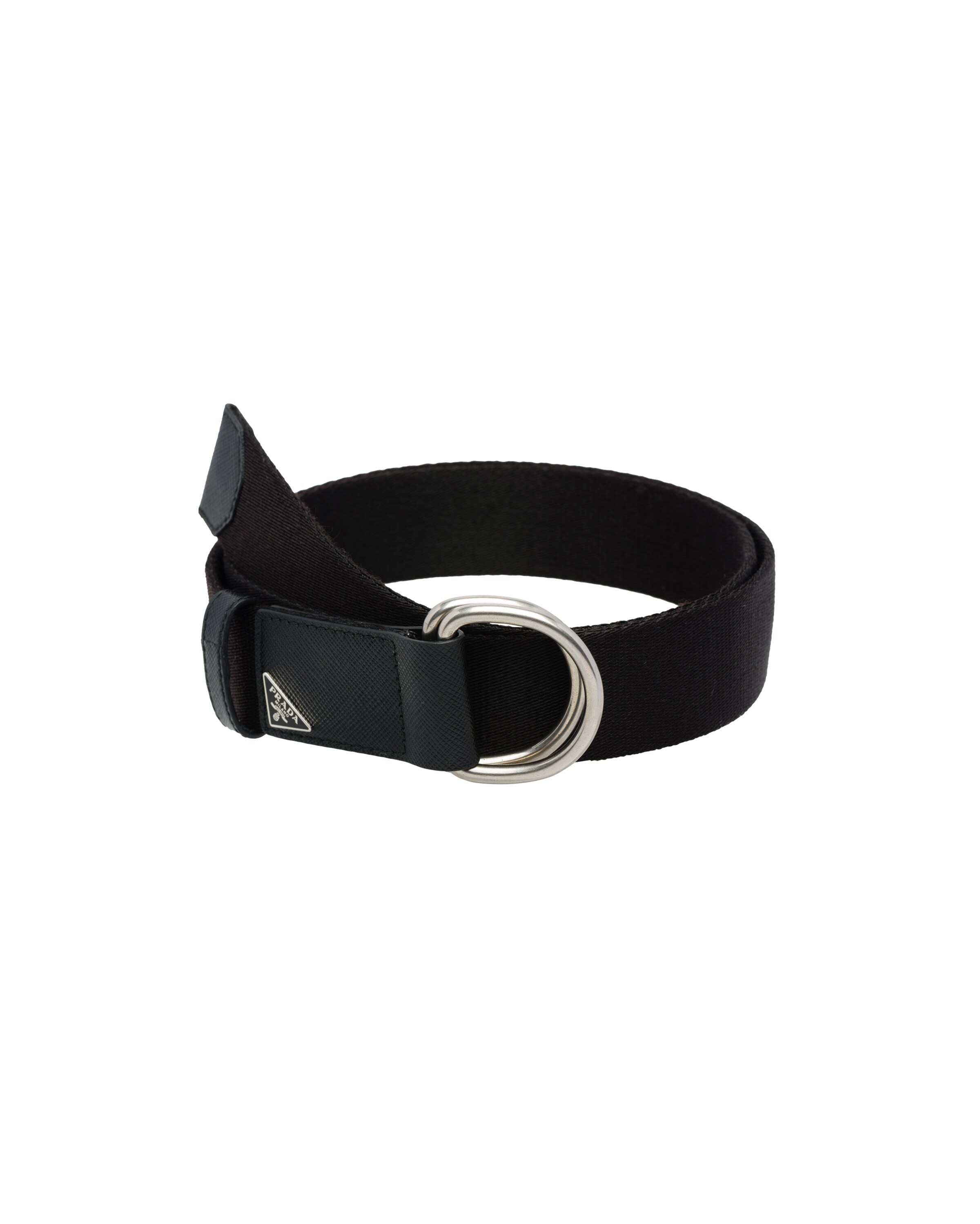 Black Woven Nylon Belt Prada