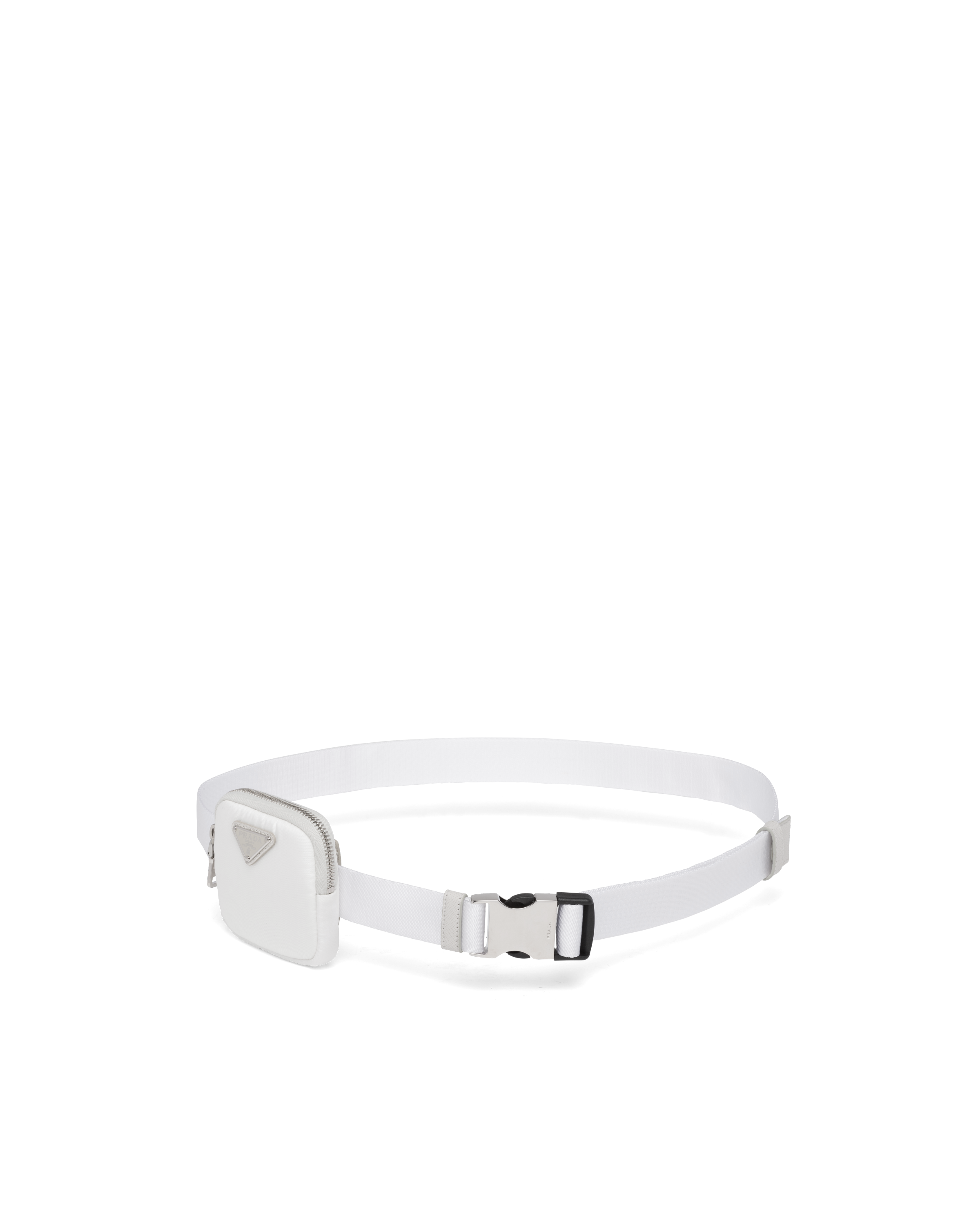 Chalk White Woven nylon tape belt Prada