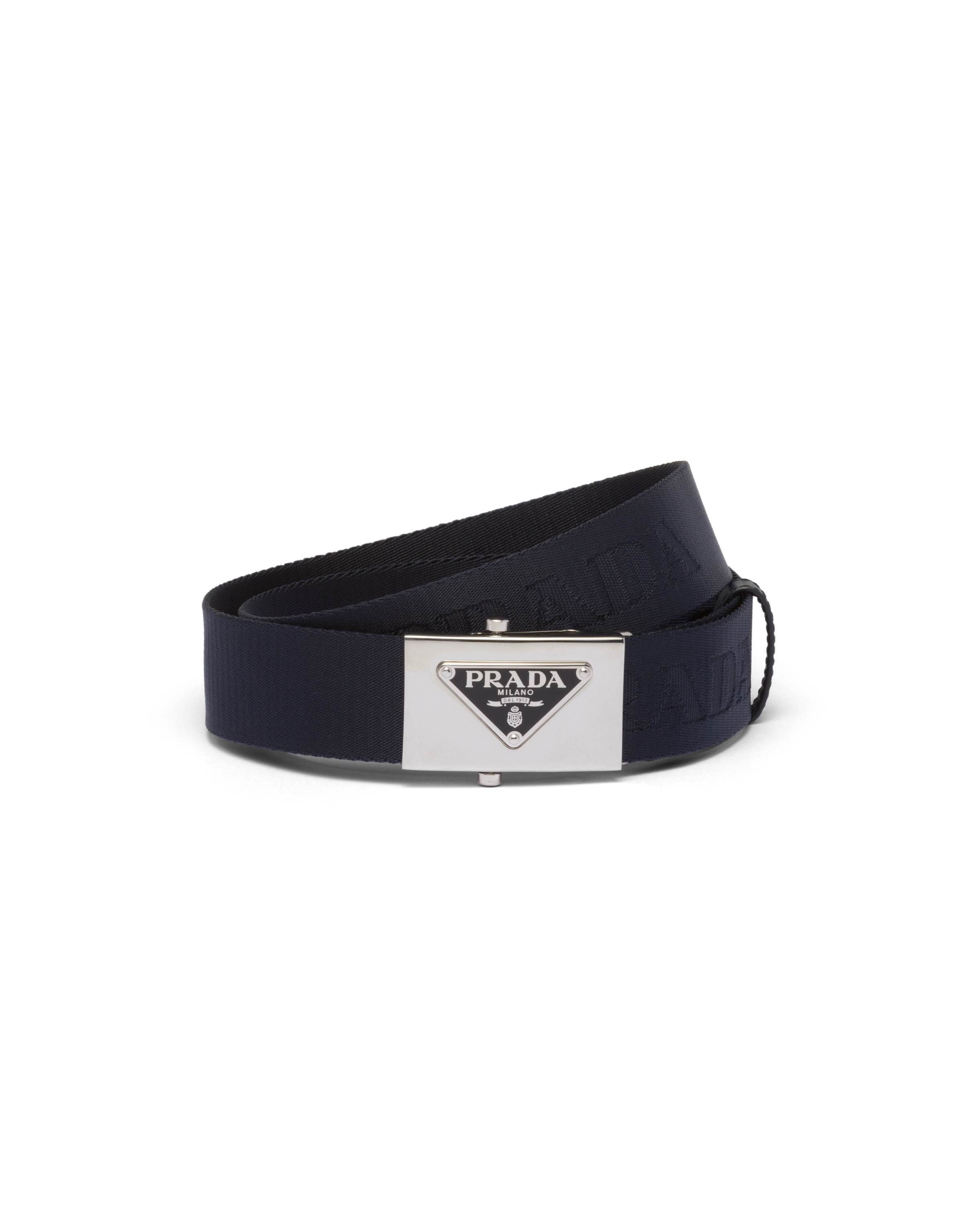 Prada Woven Nylon Belt In Ultramarine